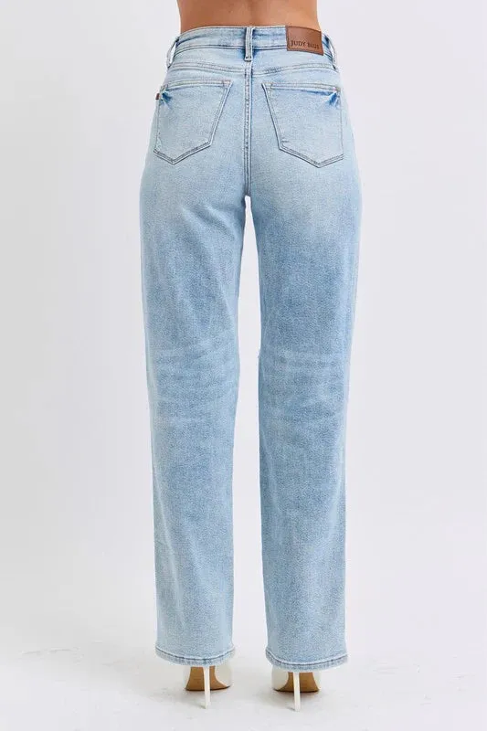Judy Blue High Waist Magic Destroy 90's Straight Jeans Family Style NonSlipTrims