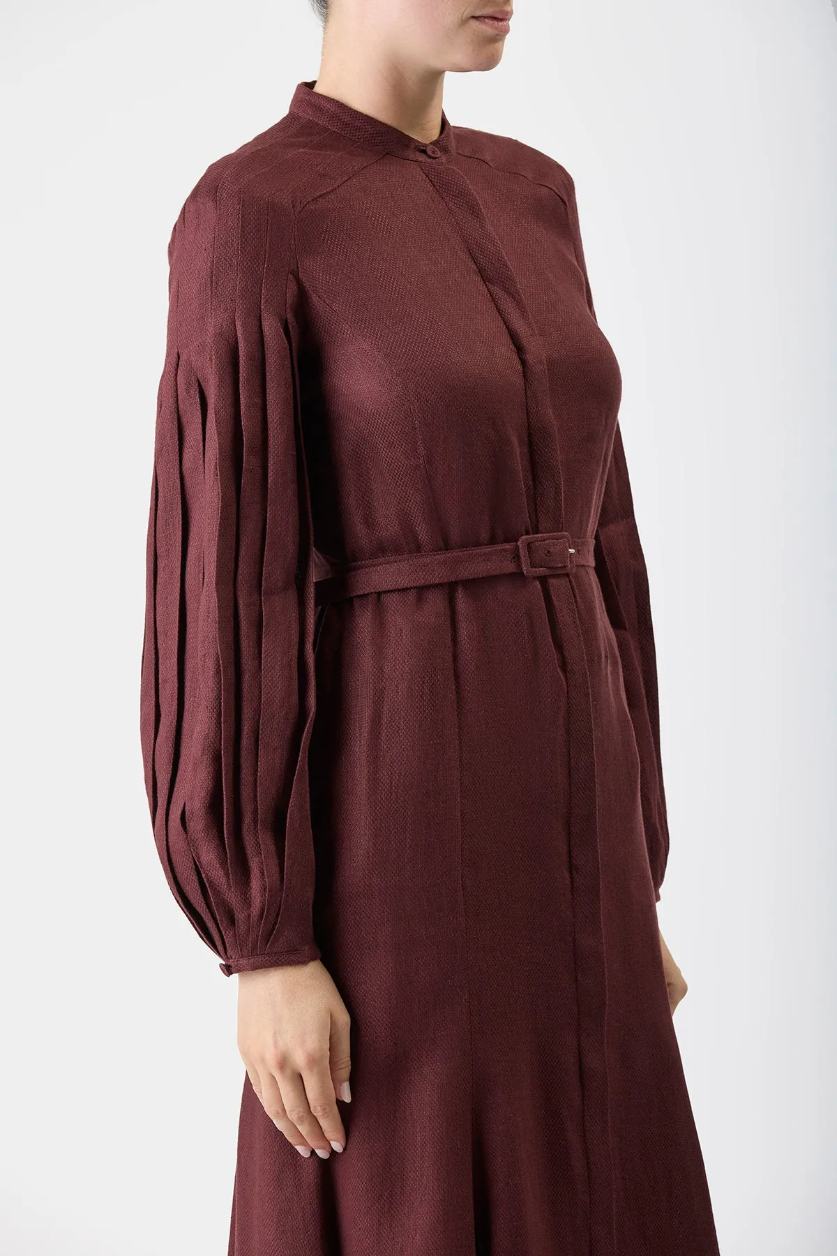 Dry Touch Lydia Maxi Dress with Slip in Deep Bordeaux Linen