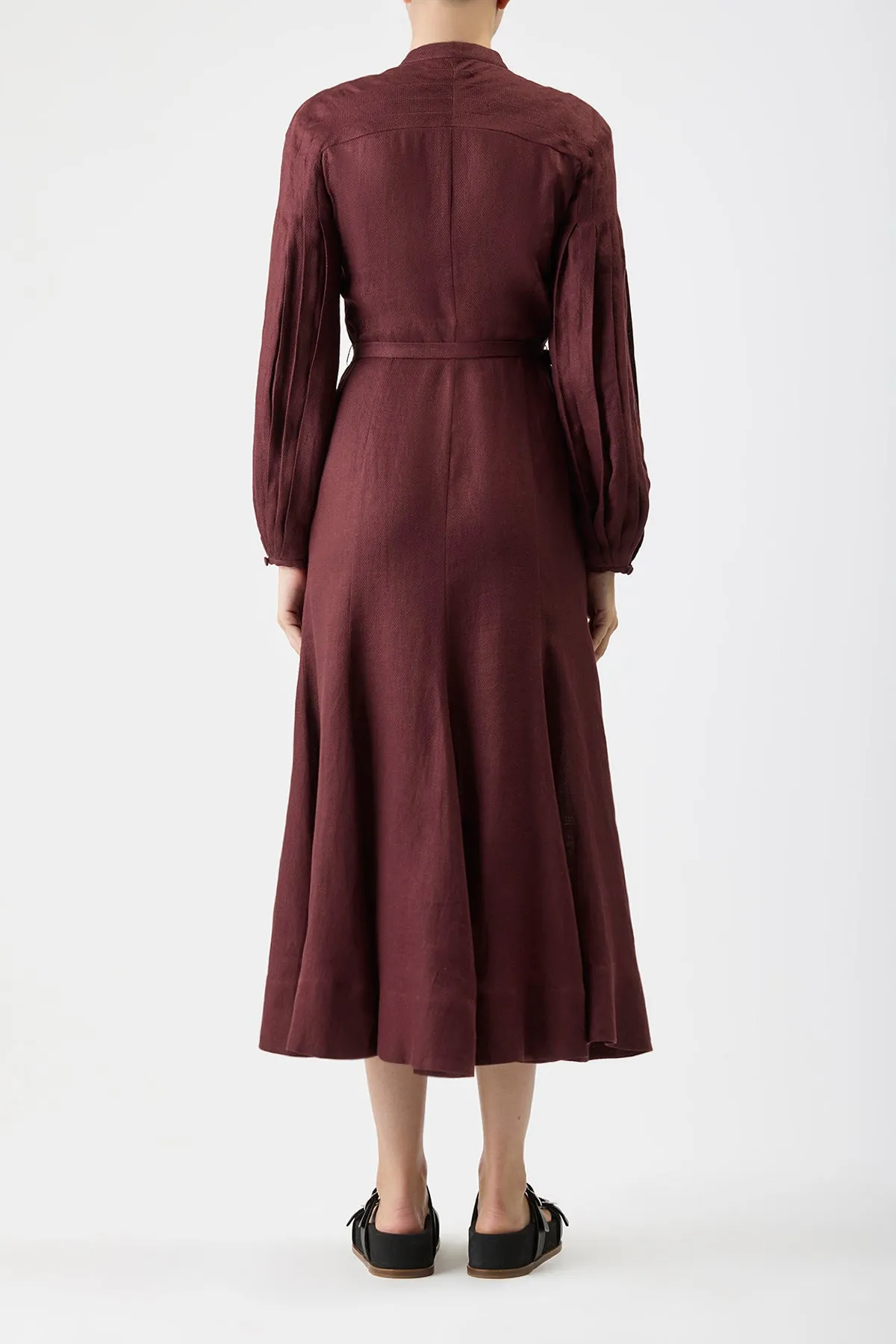 Lydia Maxi Dress with Slip in Deep Bordeaux Linen Beauty Glow Dance Flow