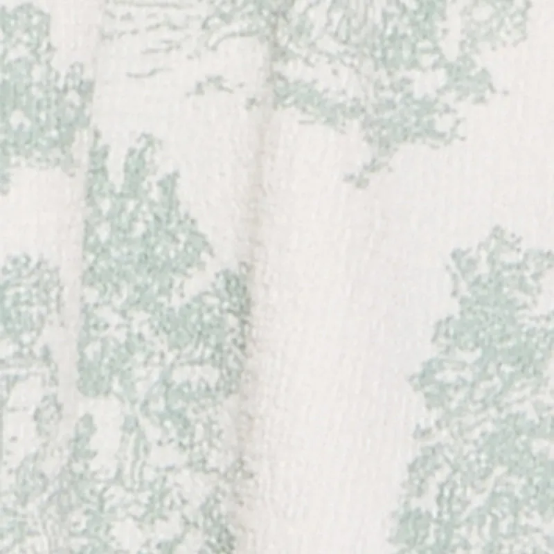 Chic Toile de Jouy Print Smocked Back Peplum Dress Zigzag Stitch Reinforcement