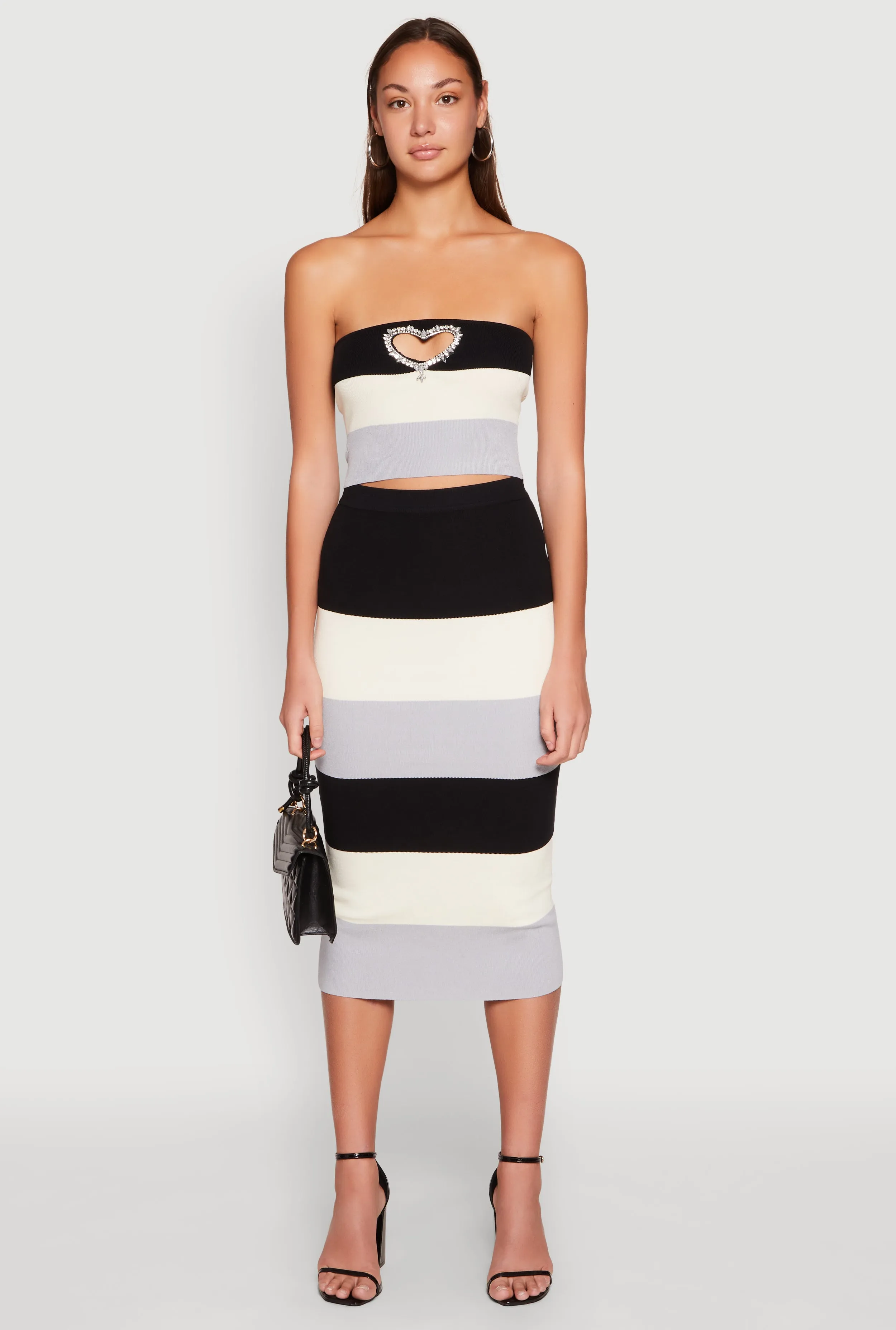 Playful Vibe Color Block Knit Midi Skirt