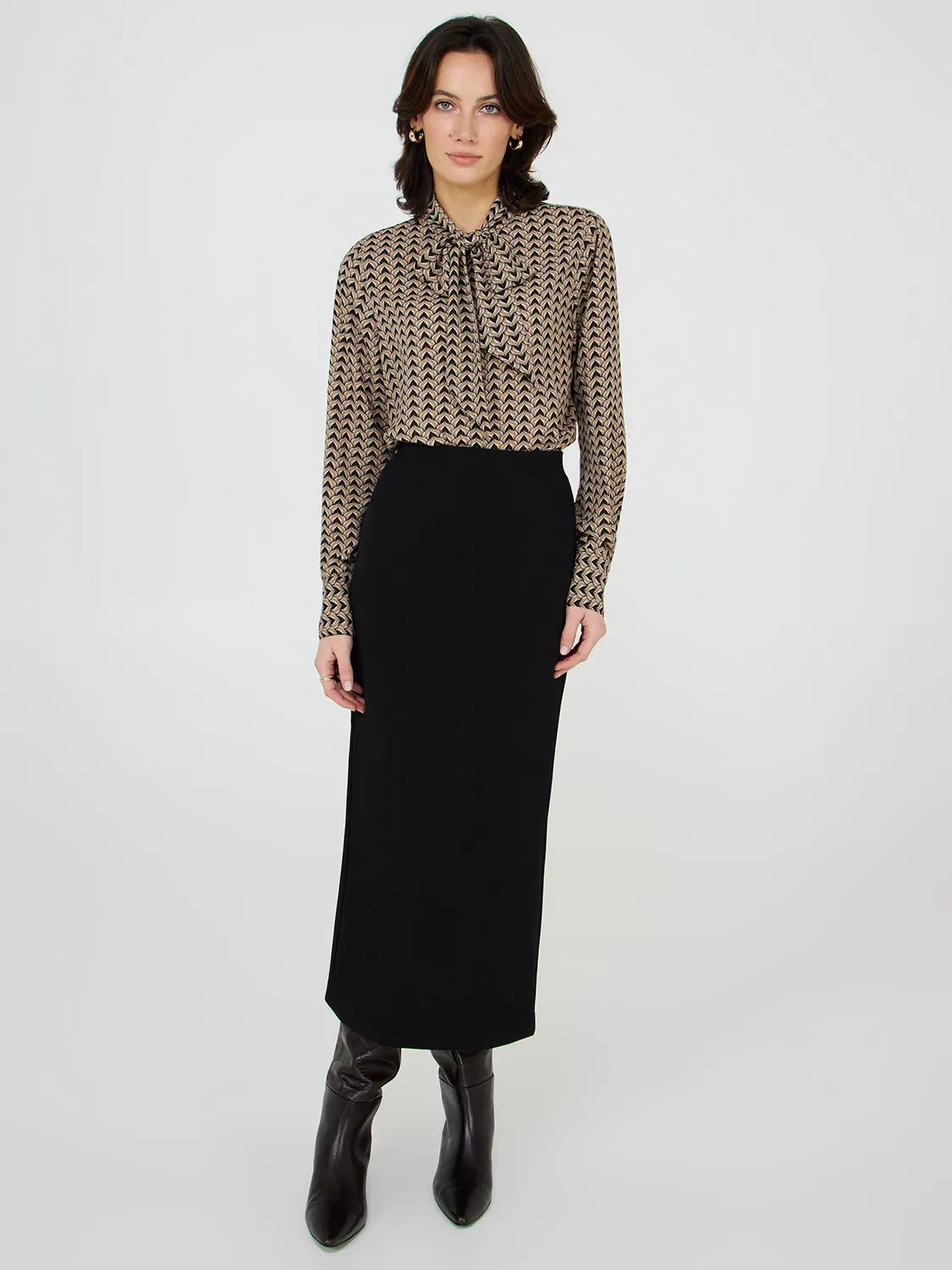 Machine washable Crepe Midi Skirt