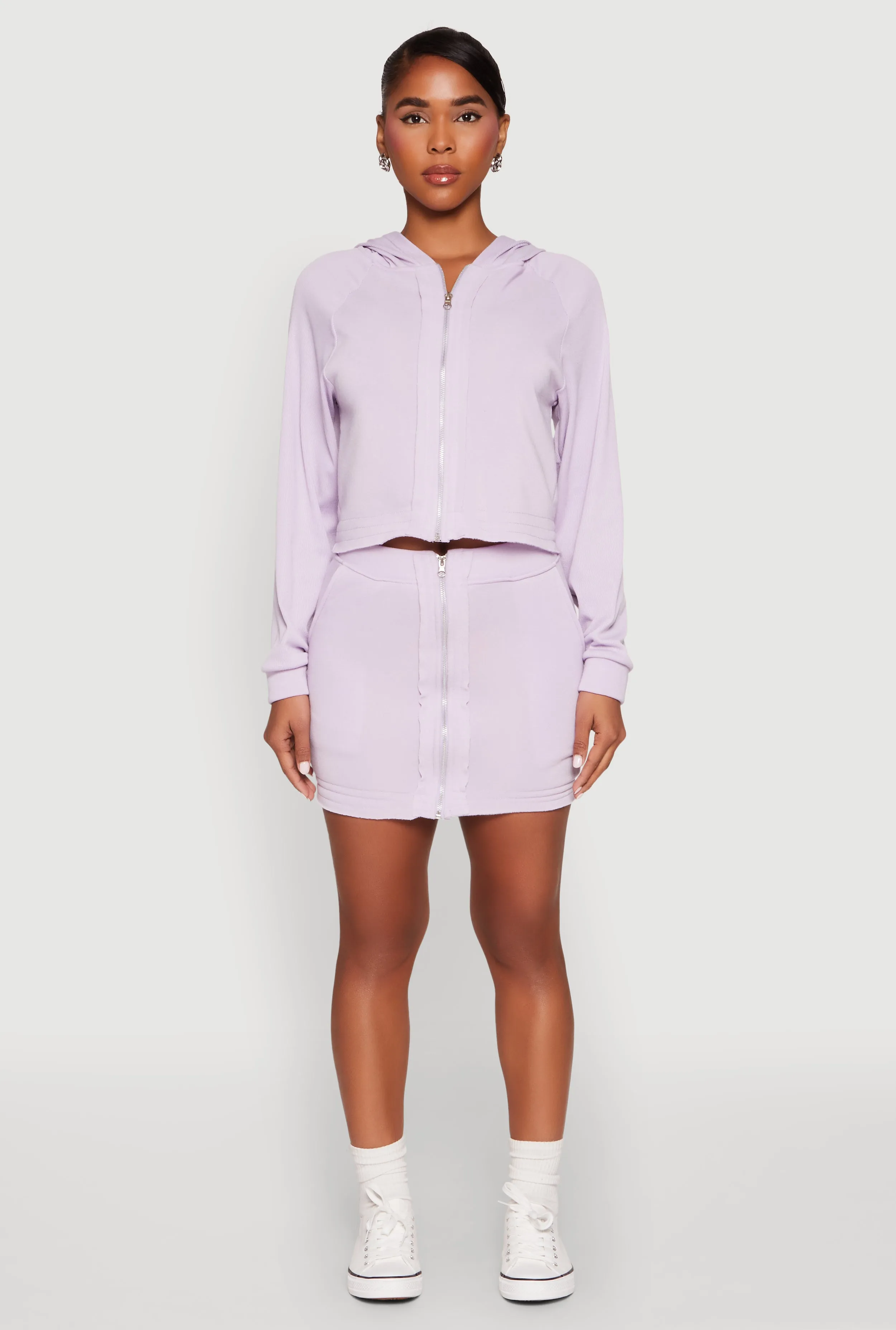 Natural Look Fleece Lined Zip Front Skirt