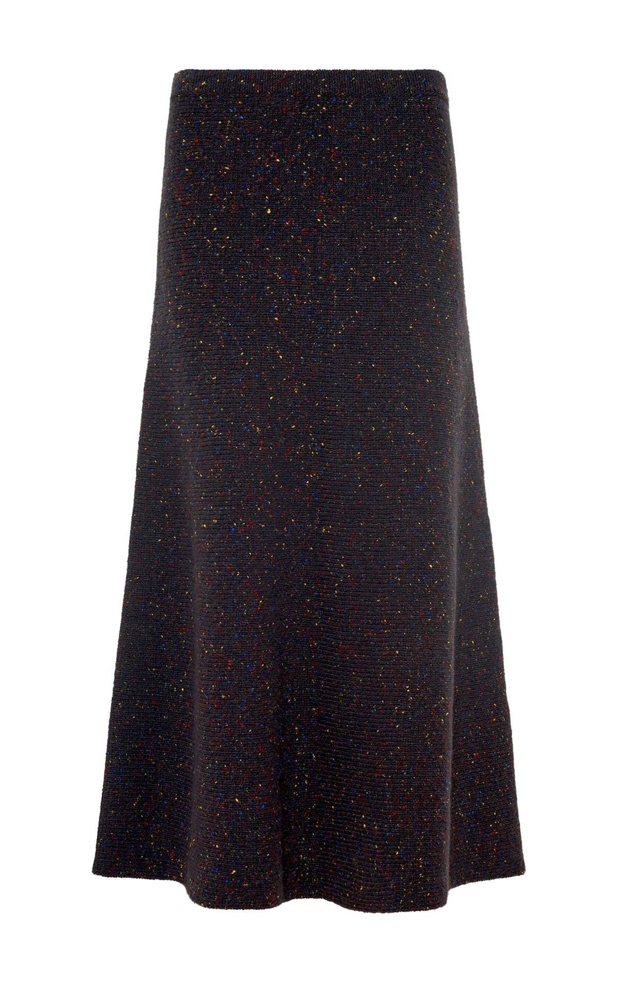 Fitted Cut Minimal Touch Eden Knit Maxi Skirt in Charcoal Multi Aran Cashmere