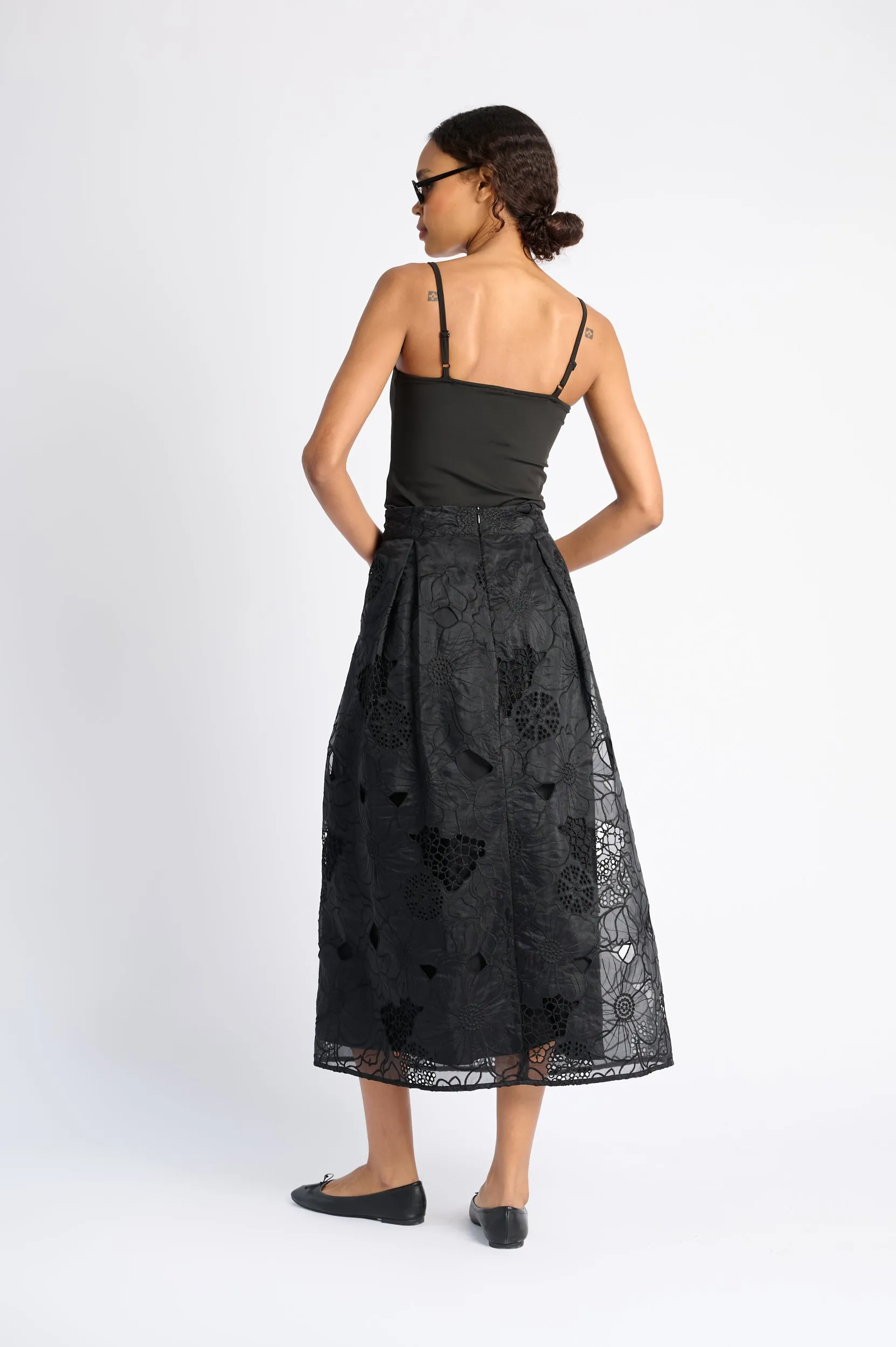 hypoallergenic material Casual Outfit A Line Skirt in Embroidered Organza