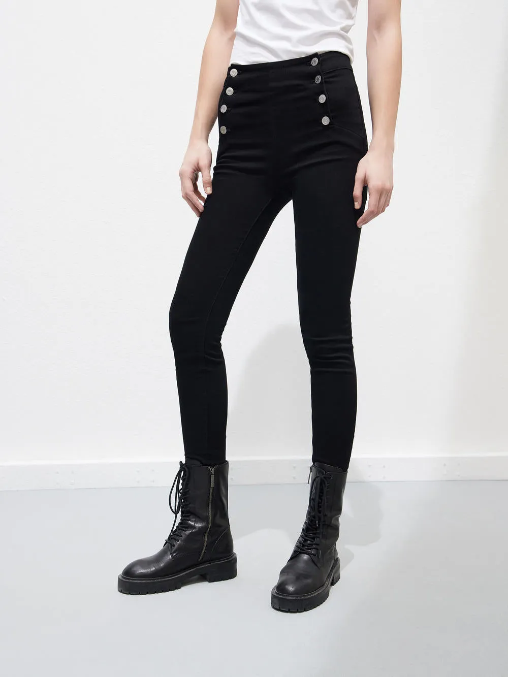 Decorative Buttons Skinny Jeans Comfy Wear Minimal Wear