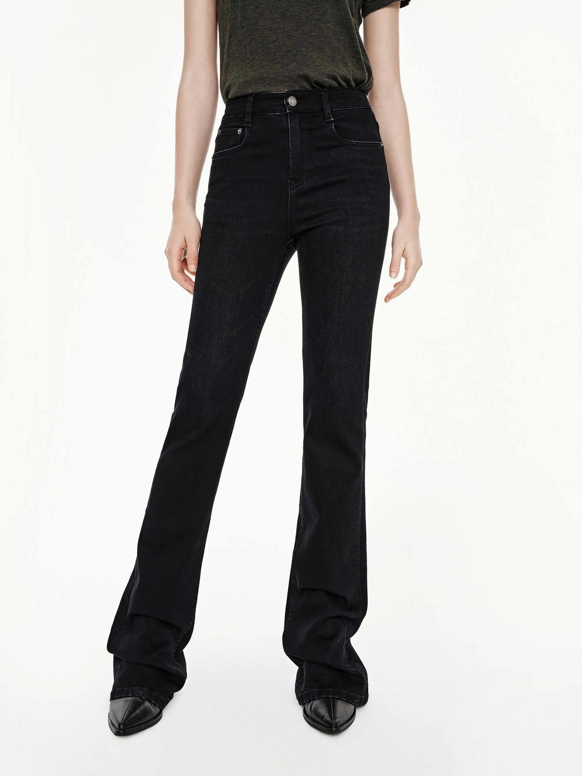 Black Fitted Flared Jeans Popular Staple Universal Fit Sizing