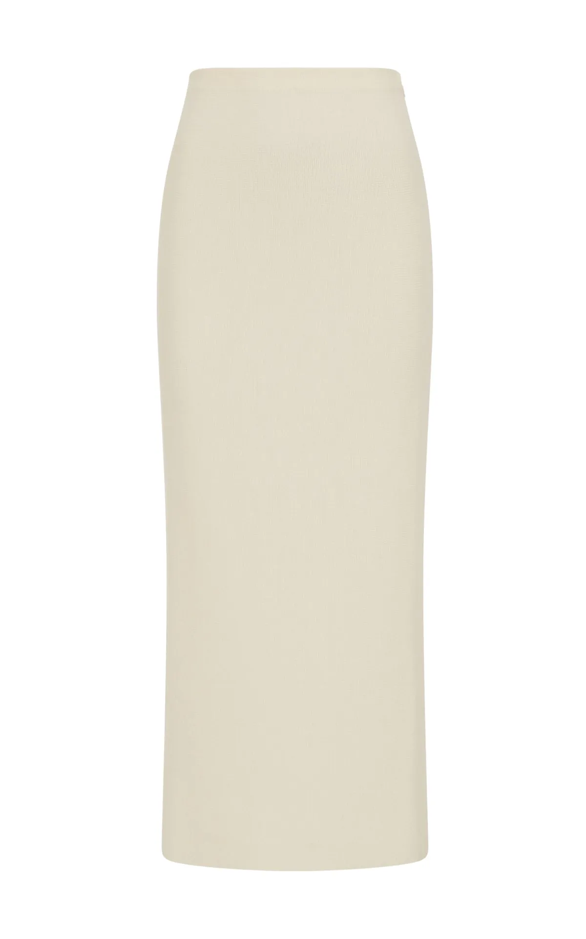Circe Knit Maxi Skirt in Ivory Merino Wool Cashmere Stretchable Material Formal Tone