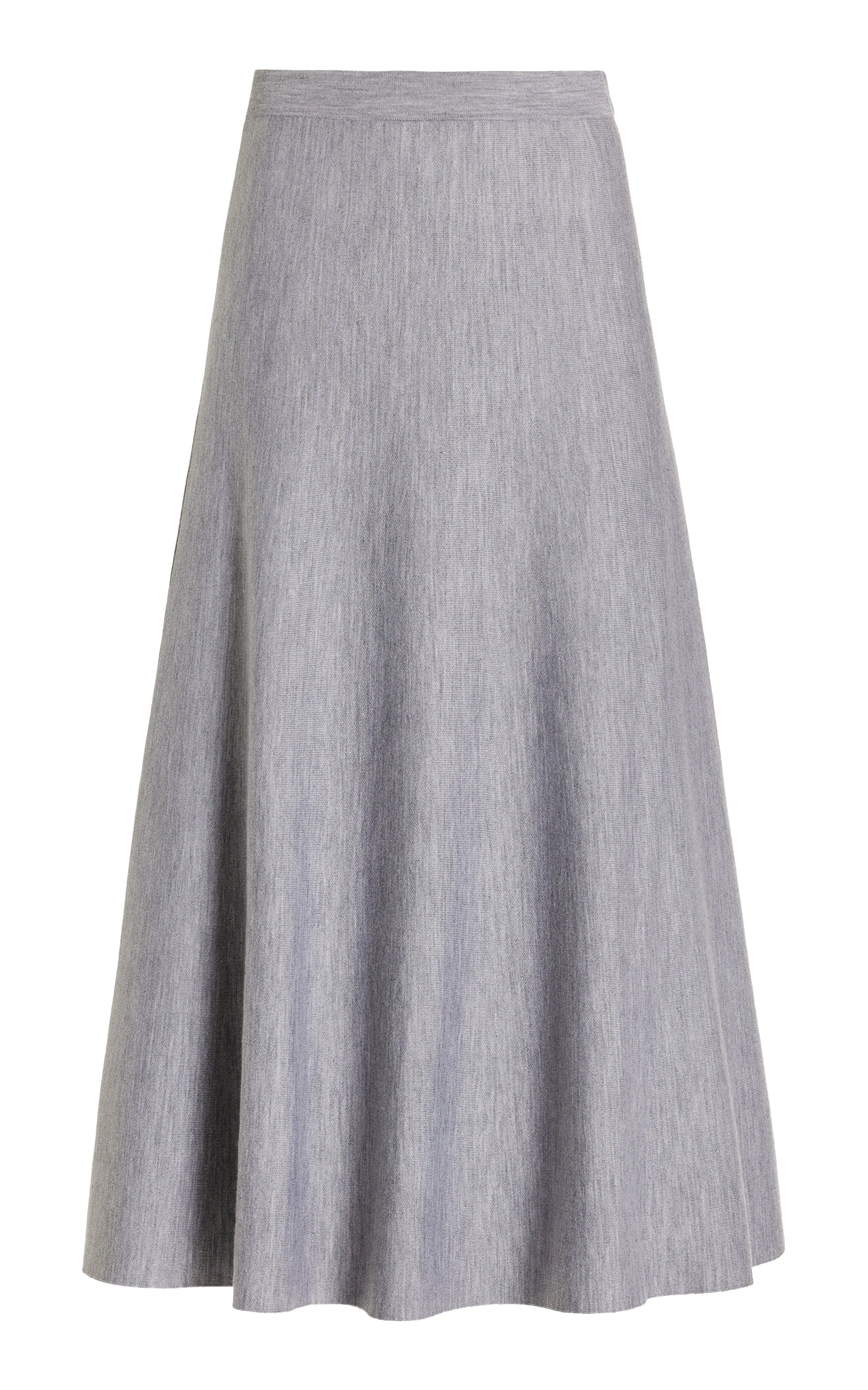 Freddie Knit Midi Skirt in Heather Grey Merino Wool Cashmere ReinforcedHems MoistureControl Lining