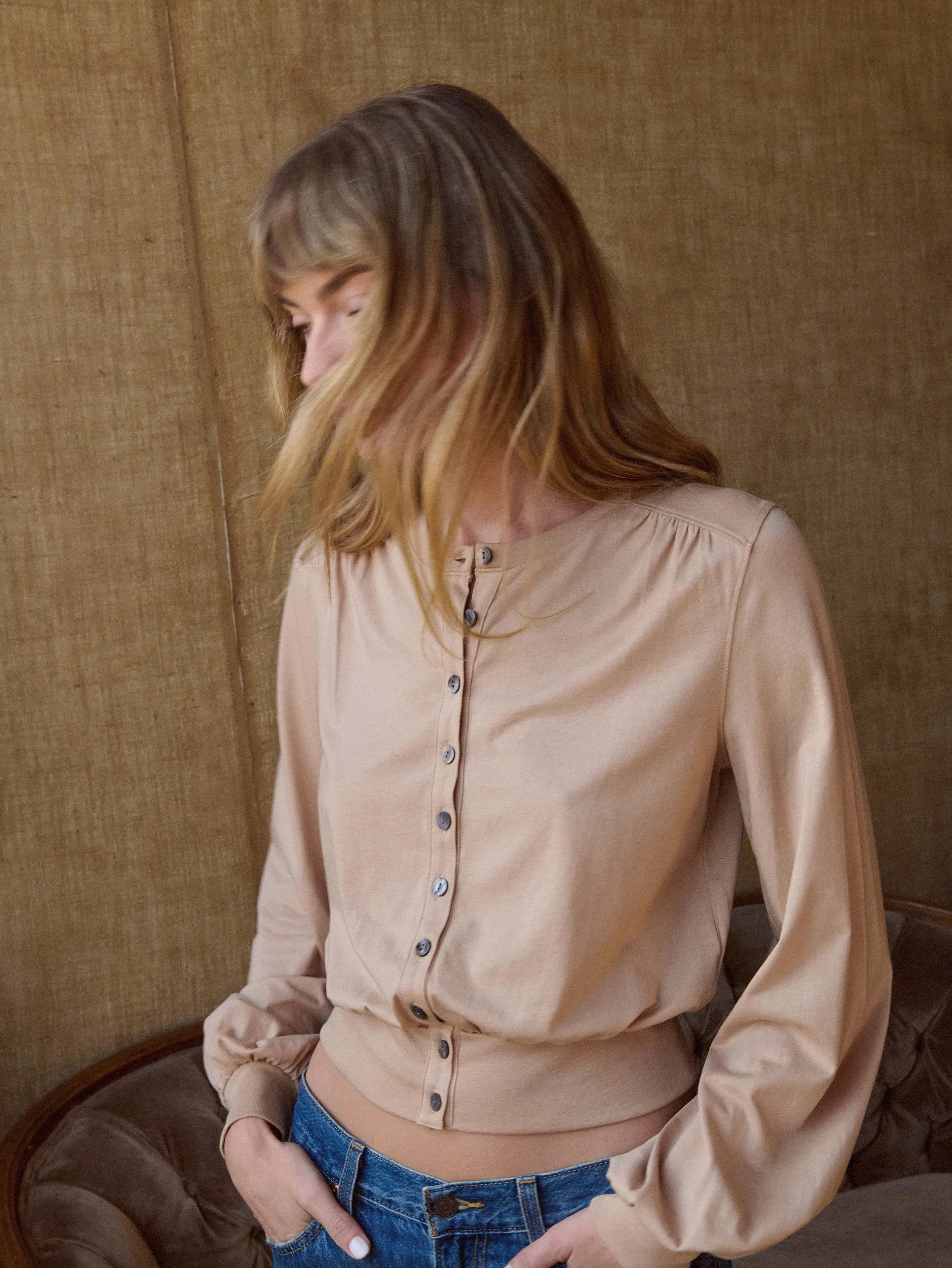 Olive Blouse Glass Fit Noble Grace