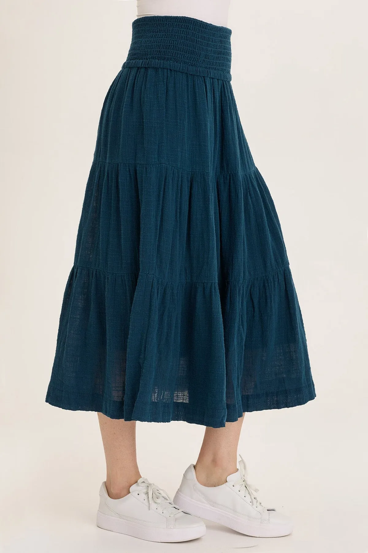 AbrasionResistantFabric CompressionEnhanced Fit Paigene Gauze Tiered Skirt