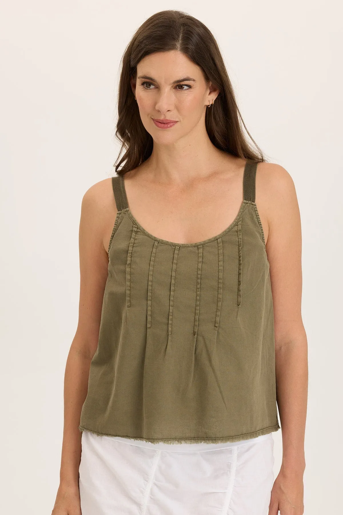 Zen Glow Shawnie Linen Billowy Pintuck Tank