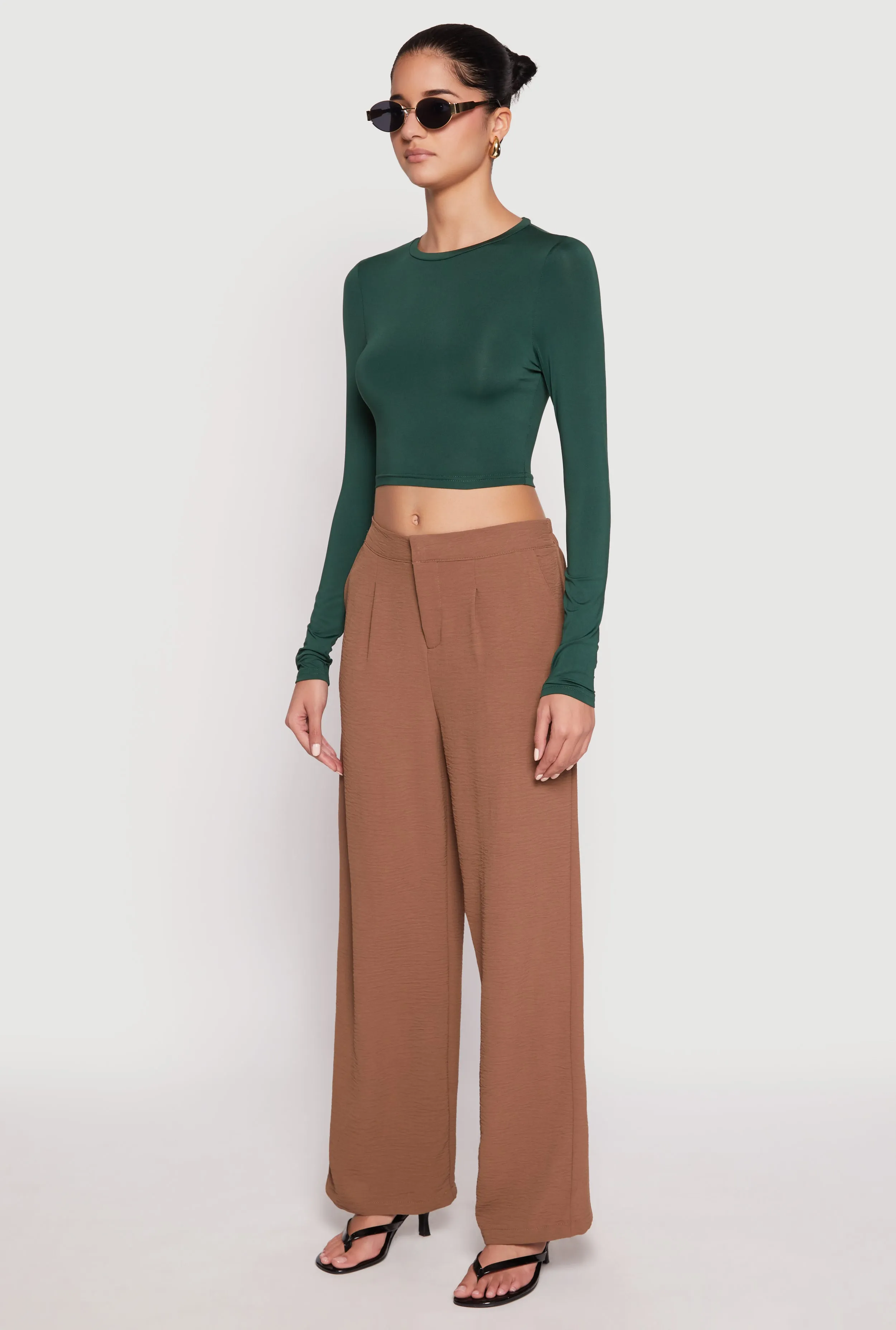 Organic Cotton Breathable touch Daisy Long Sleeve High Neck Crop Top