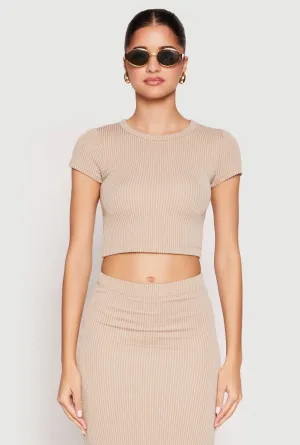 Outdoor Light Almost Famous Ribbed Knit Short Sleeve Top