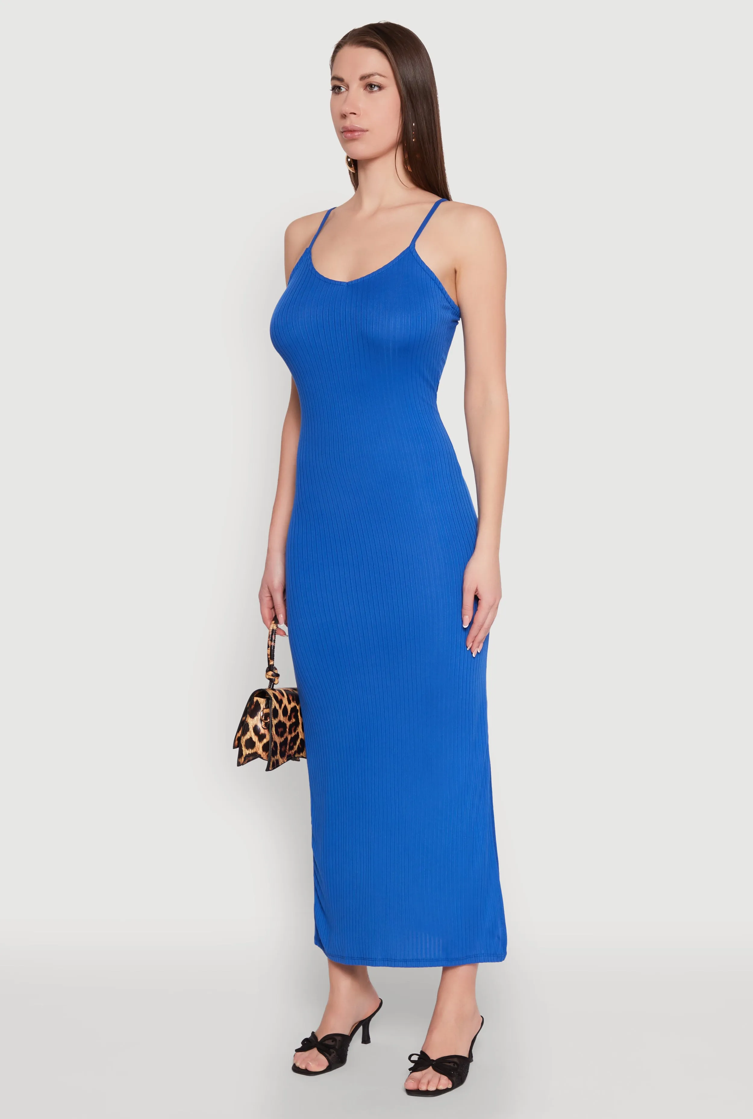 This maxi dress offers an effortlessly chic look with a relaxed fit and elegant style Ribbed Knit Cami Maxi Dress