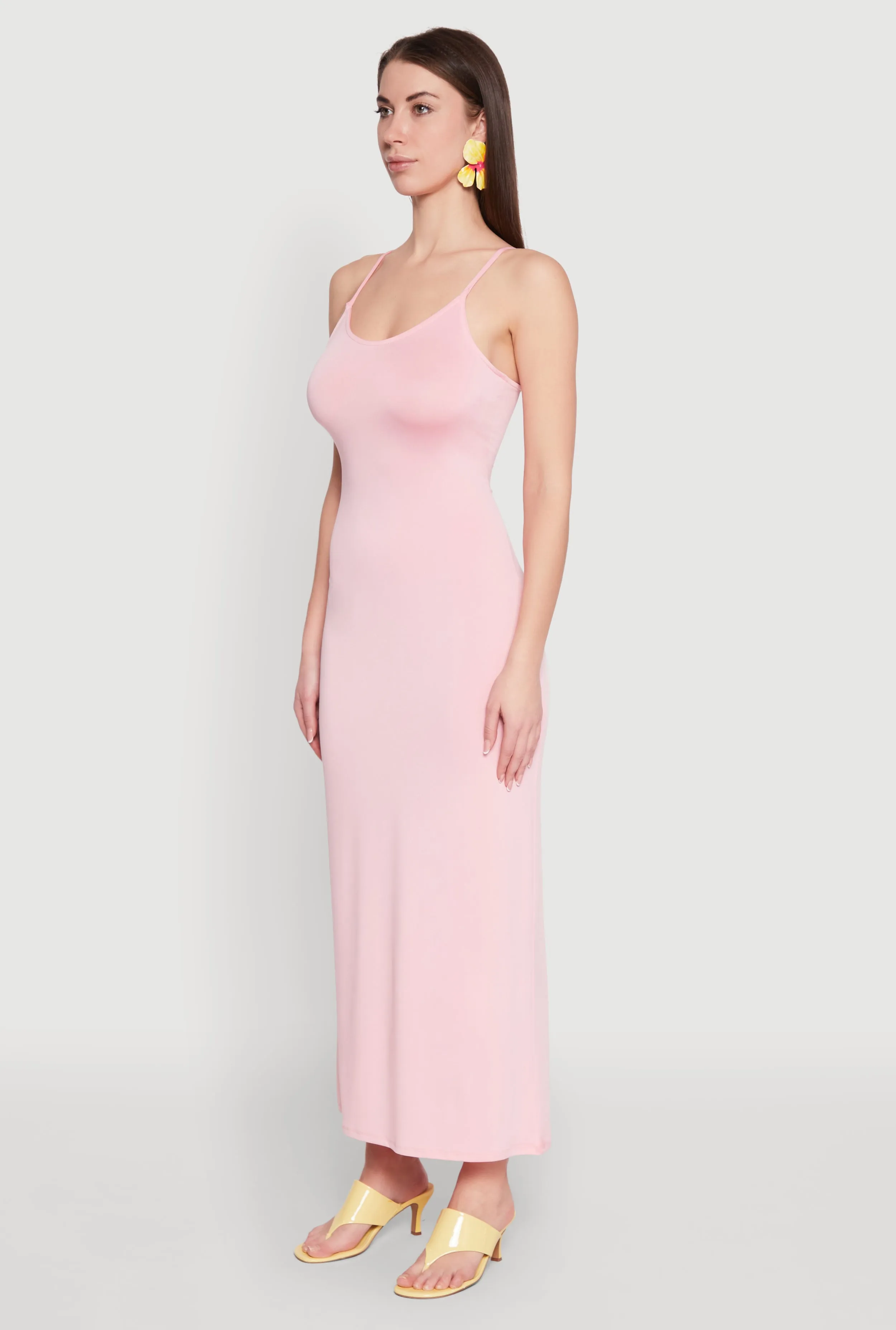 Shell Beach Leaf Glow Scoop Neck Cami Maxi Dress