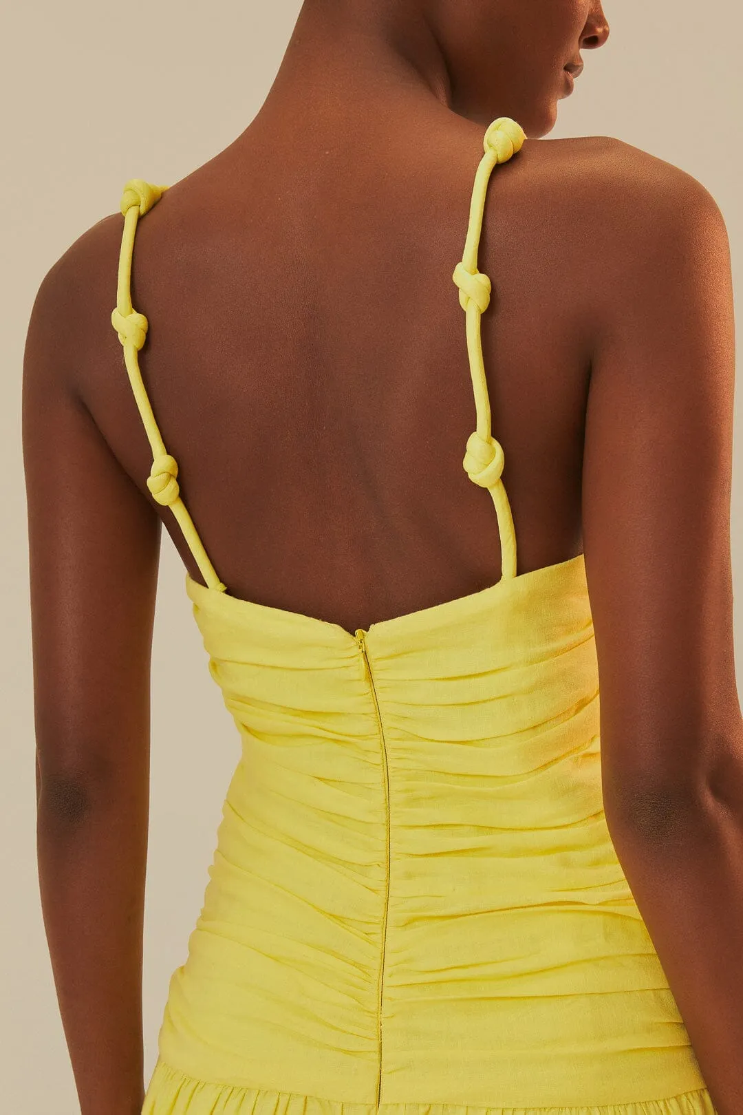 Tropical Air This maxi dress offers the perfect combination of comfort and style for everyday wear Yellow Cross Over Maxi Dress
