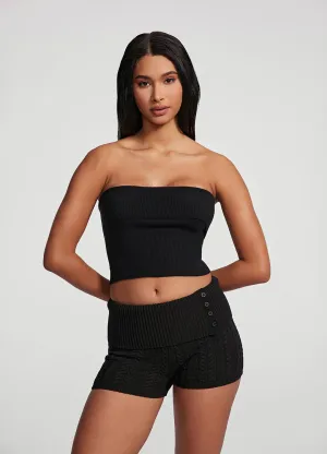 Adjustable Drawcord Cable Knit Micro Shorts