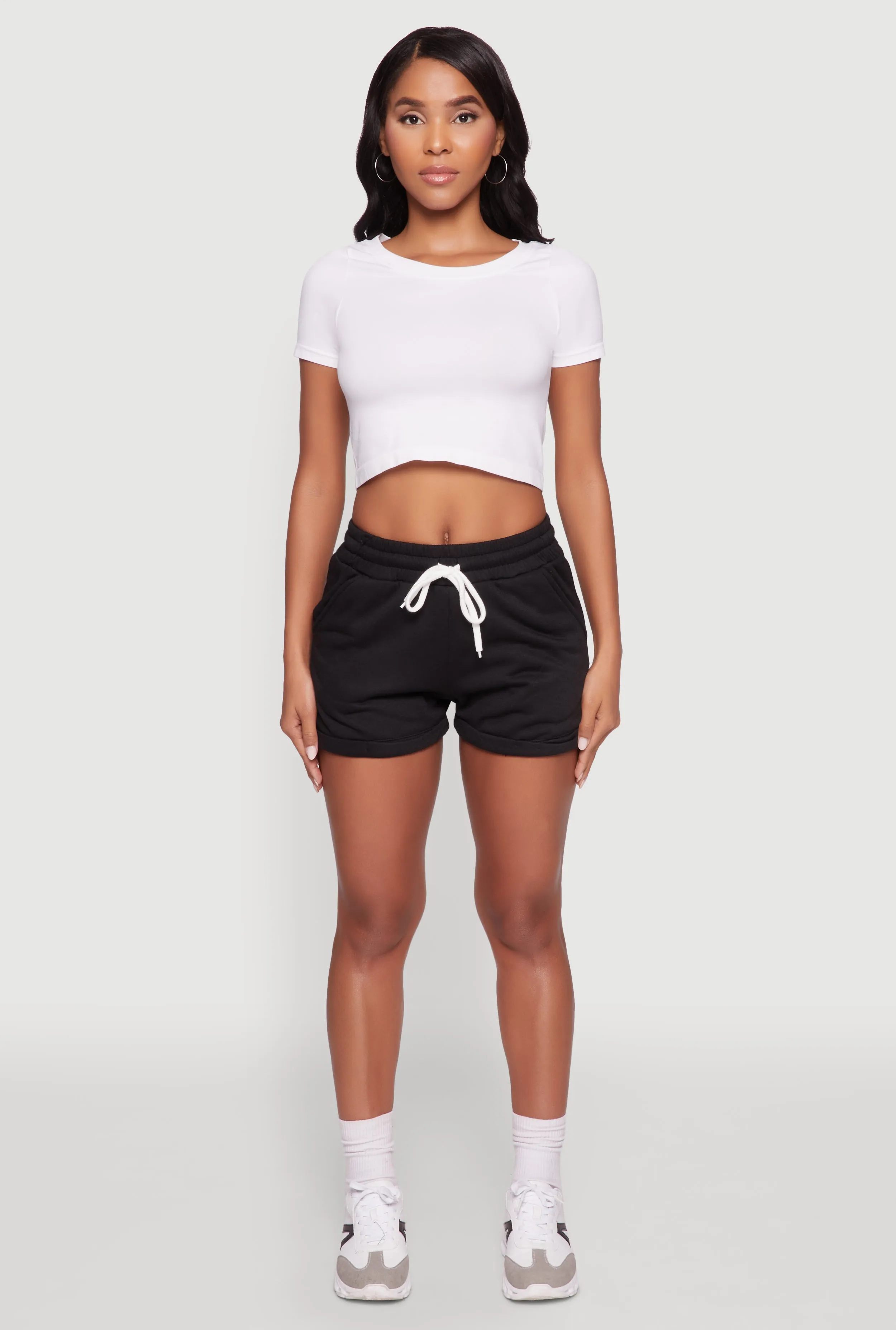 Chic Drawstring High Waisted Sweatshorts with Fixed Cuffs Quick Adjust Toggles volleyball outfit