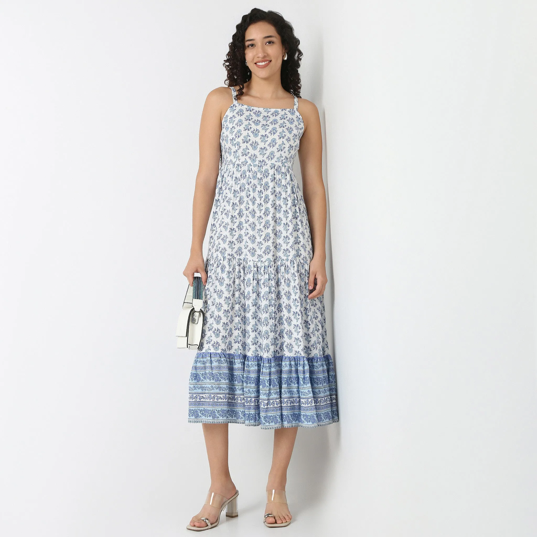 Strappy Tiered Dress Dream Feel Mature Charm