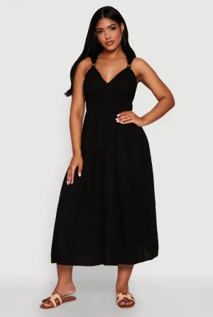 Organza Glow Dream Flow Haute Monde Linen Wood Beaded Strap Sundress