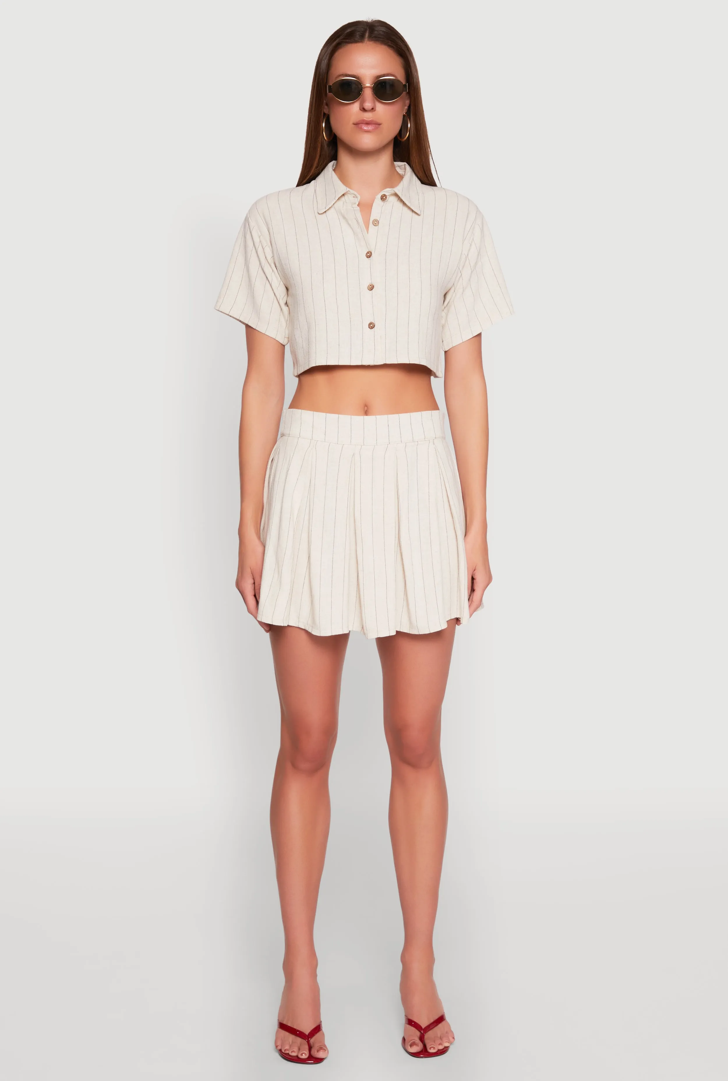 Linen Mini Pleated Skirt Outfit Vibes