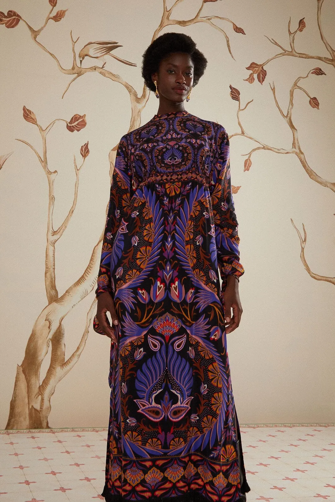 Sunlit Path Knot Glow Black Heart Forest Maxi Dress