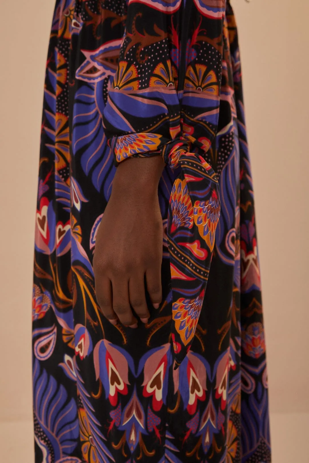 Flare Bottom Black Heart Forest Maxi Dress