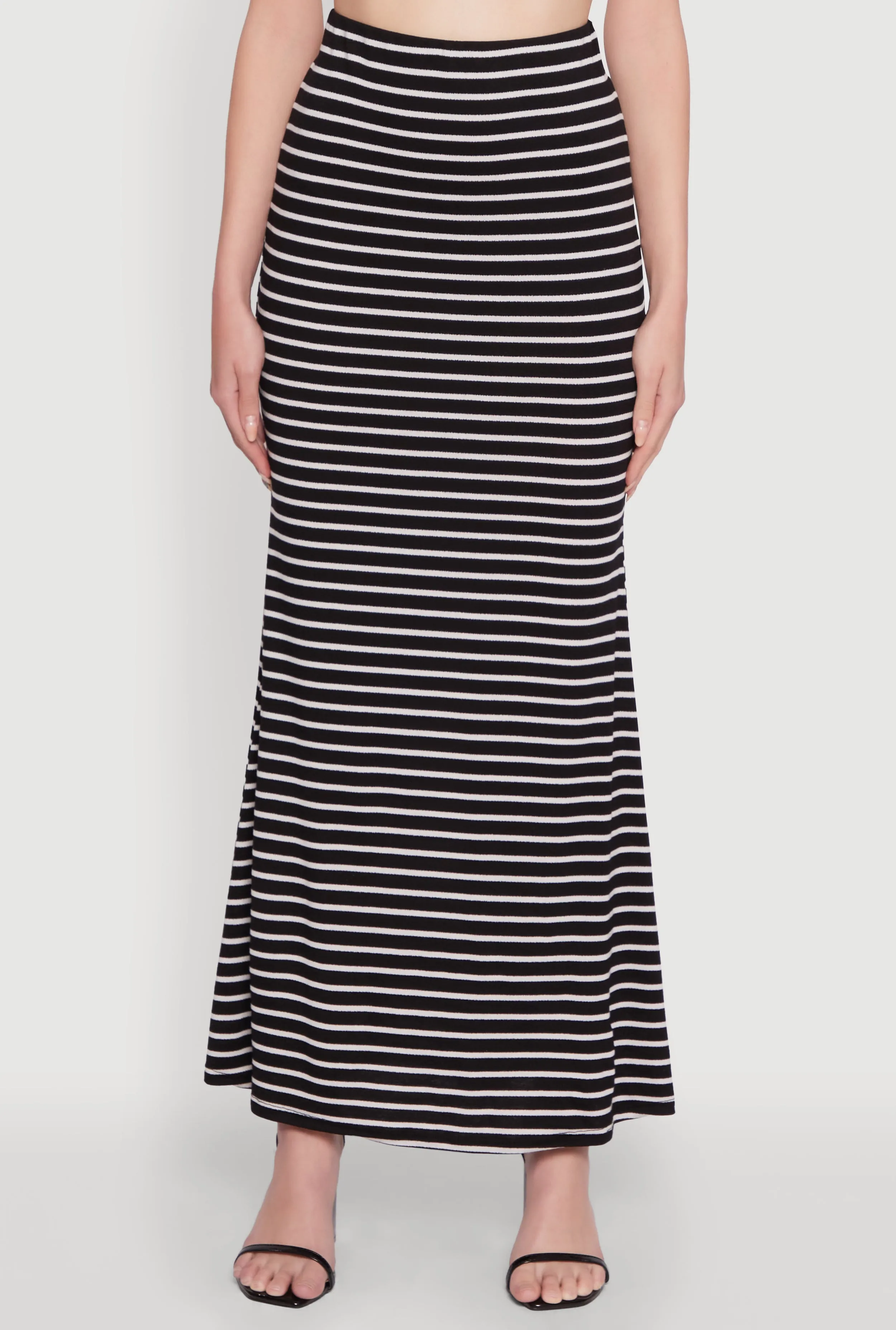Crossback Strap Chic Striped High Waisted Maxi Skirt