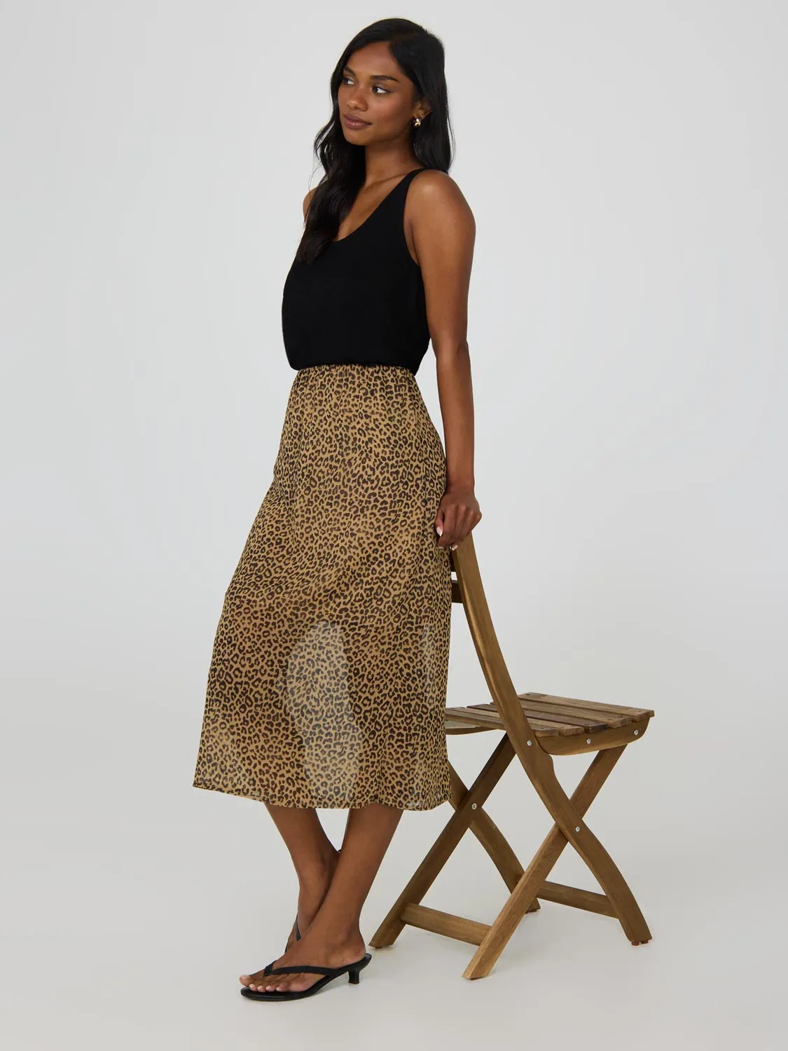 Holiday Travel Everyday Favorite Leopard Print Midi Skirt