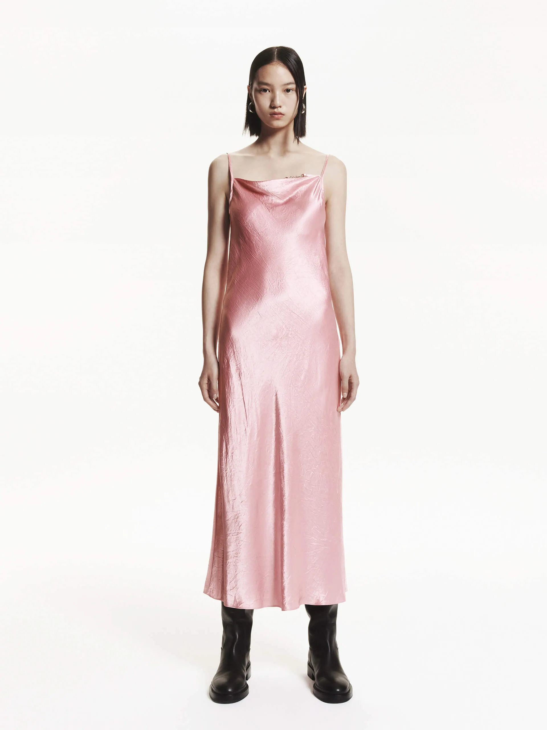 Dew Drop Casual Style Satin Midi Cami Dress