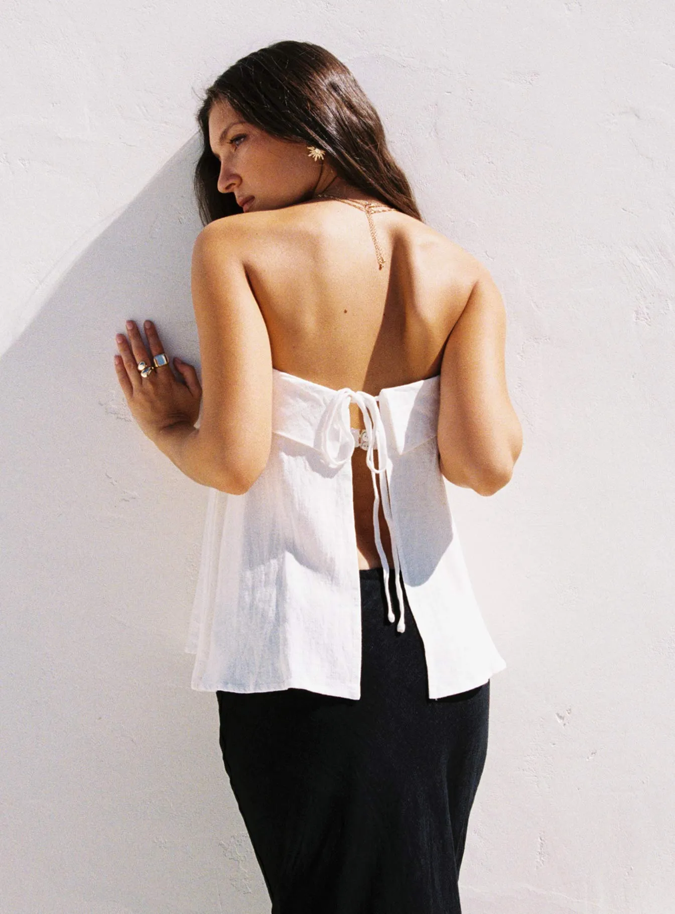 OdorControl Ethel Strapless Linen Top White