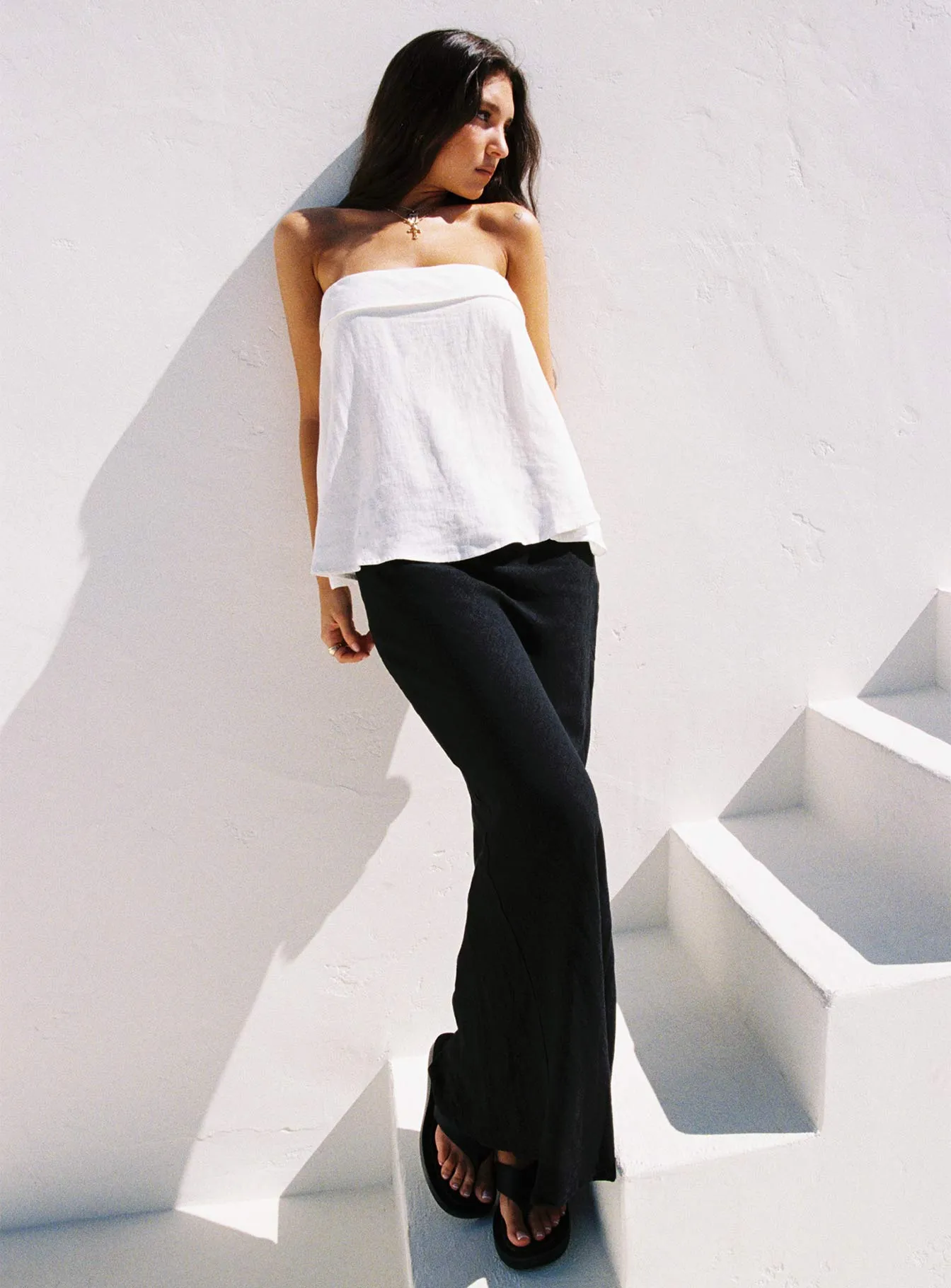Ethel Strapless Linen Top White AntiFade Treatment