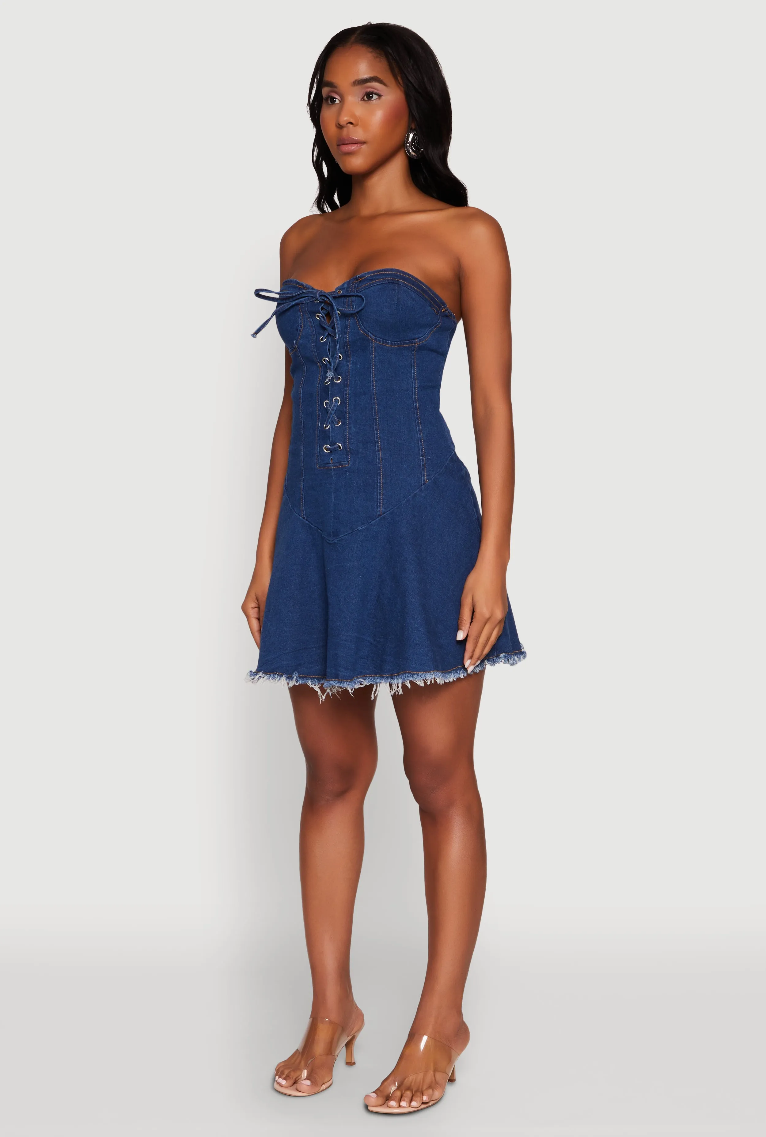 Daisy Denim Lace Up Corset Mini Dress Loud Edge