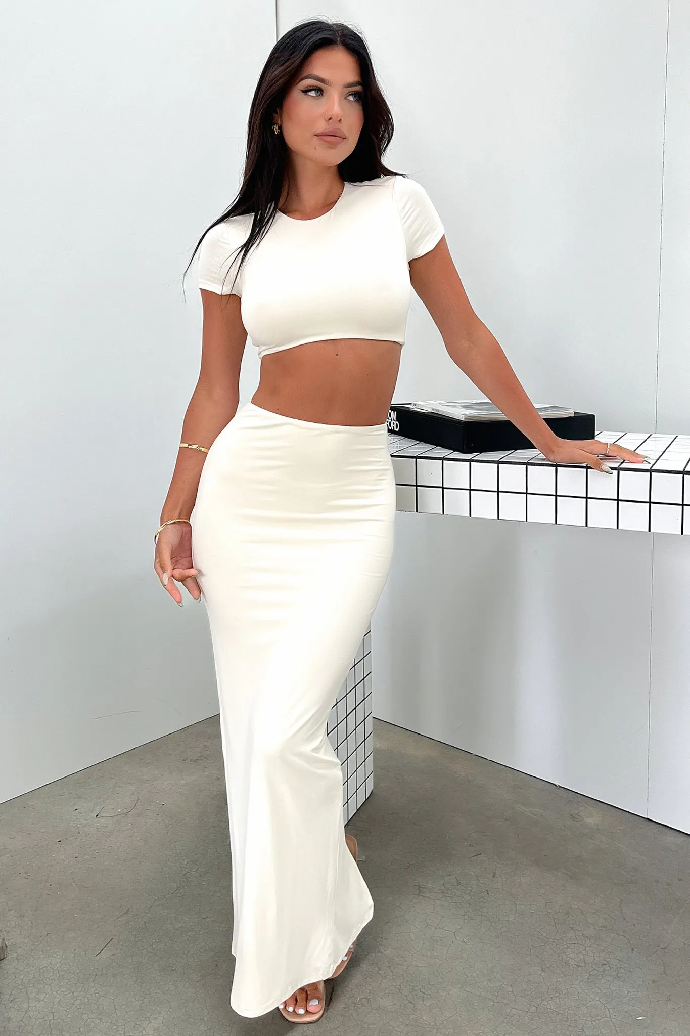 Relaxed Motion Subtle Look Arden Maxi Skirt - Cream