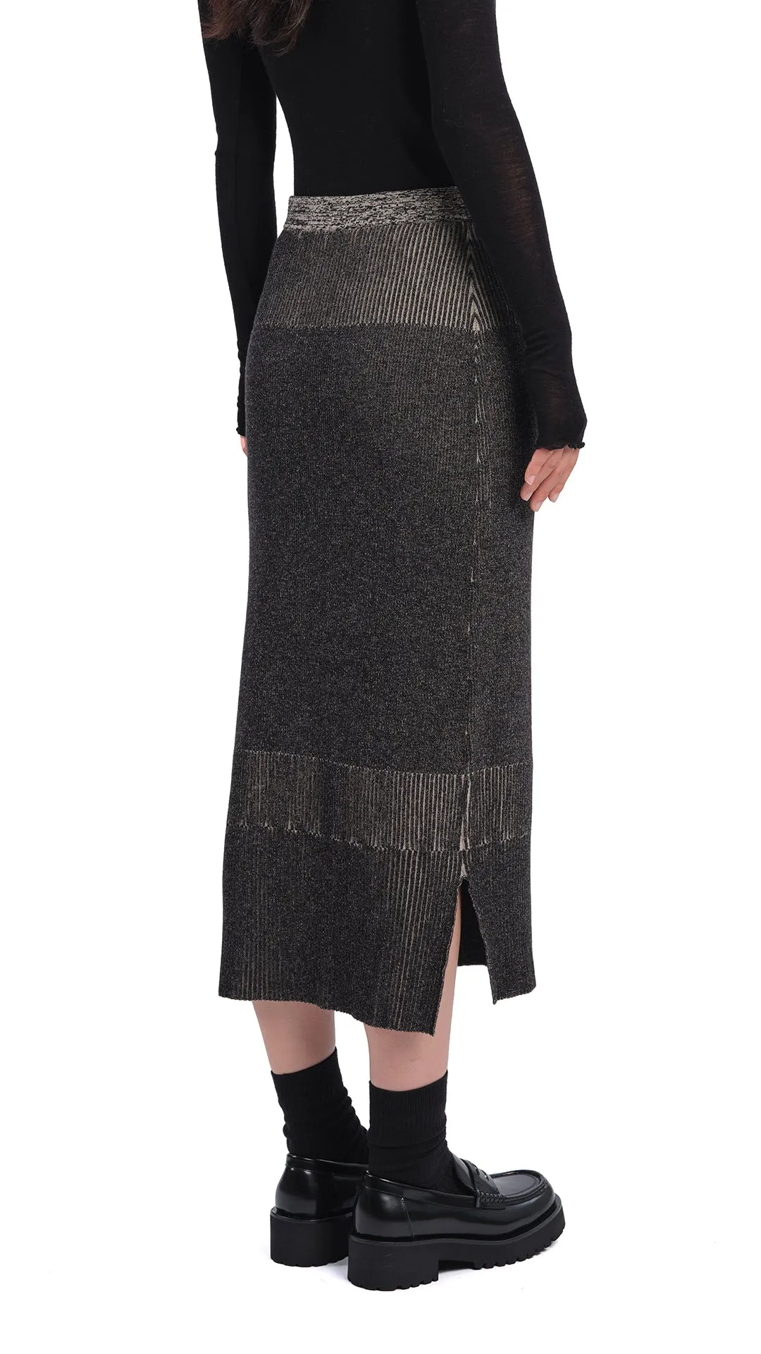 Knitted Two Tone Pencil Skirt Maternity Friendly