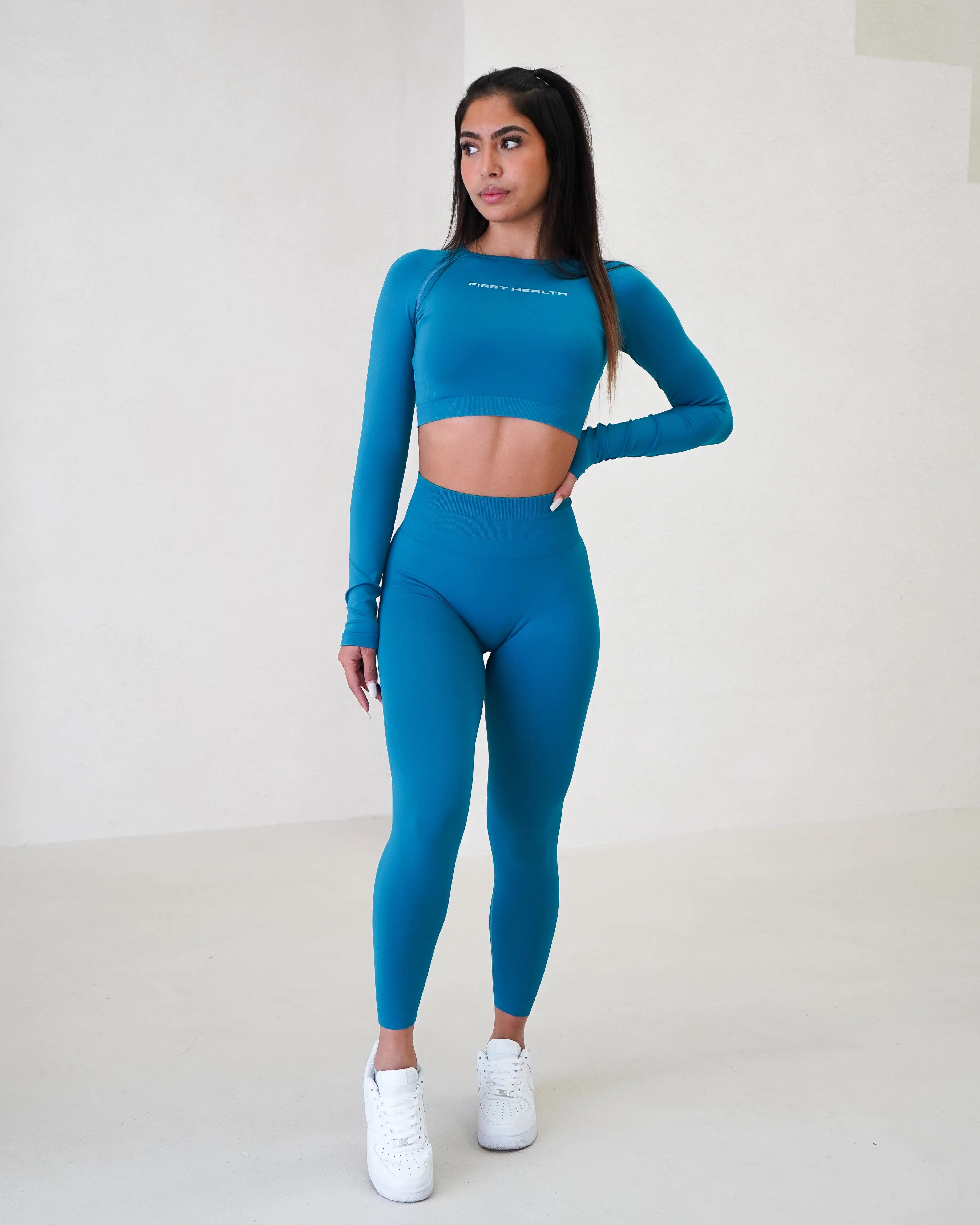 Slim Fit Hiking Trail Enhance Leggings - Azure