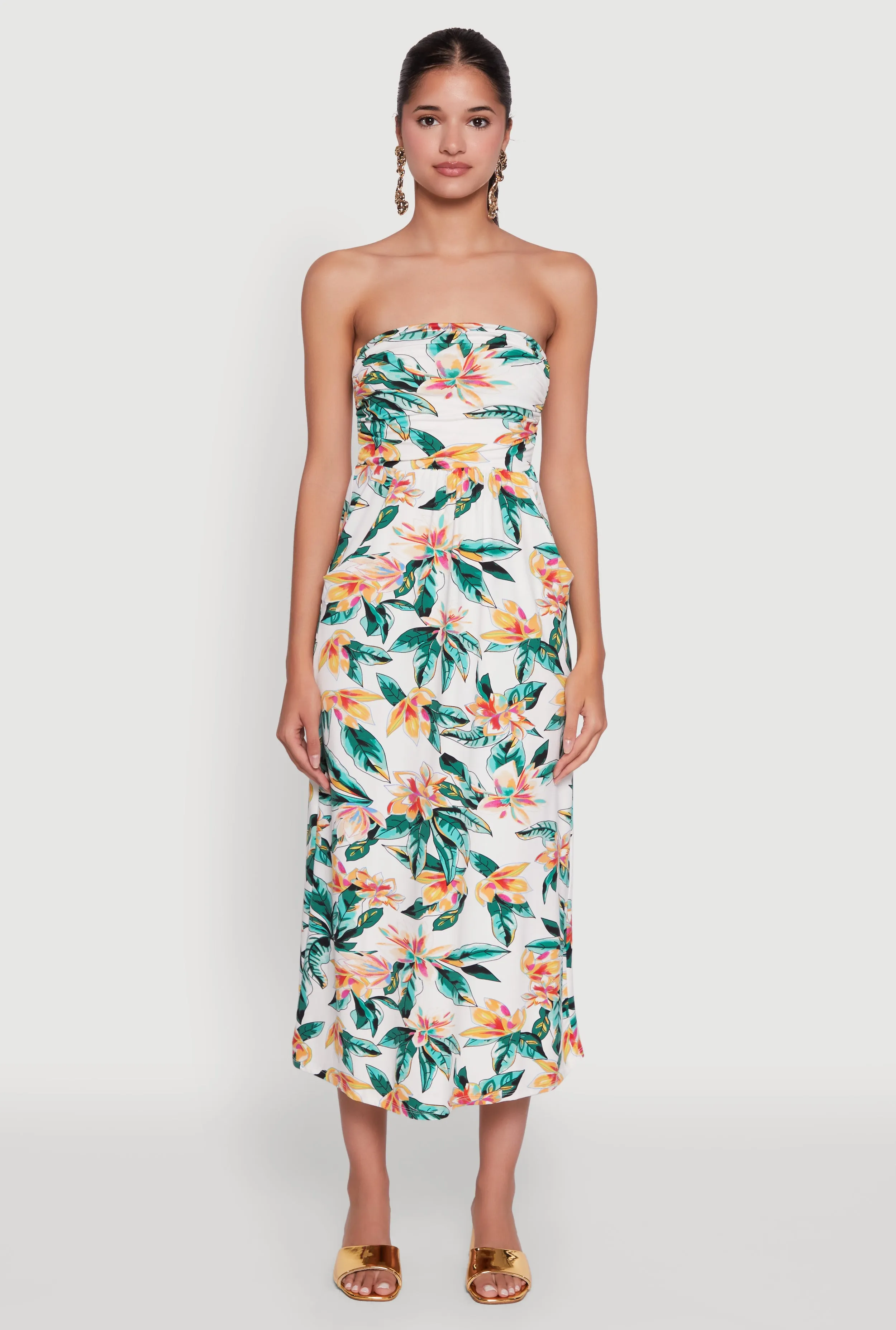 Harbor Light Floral Print Tube Sundress with Classic Fit