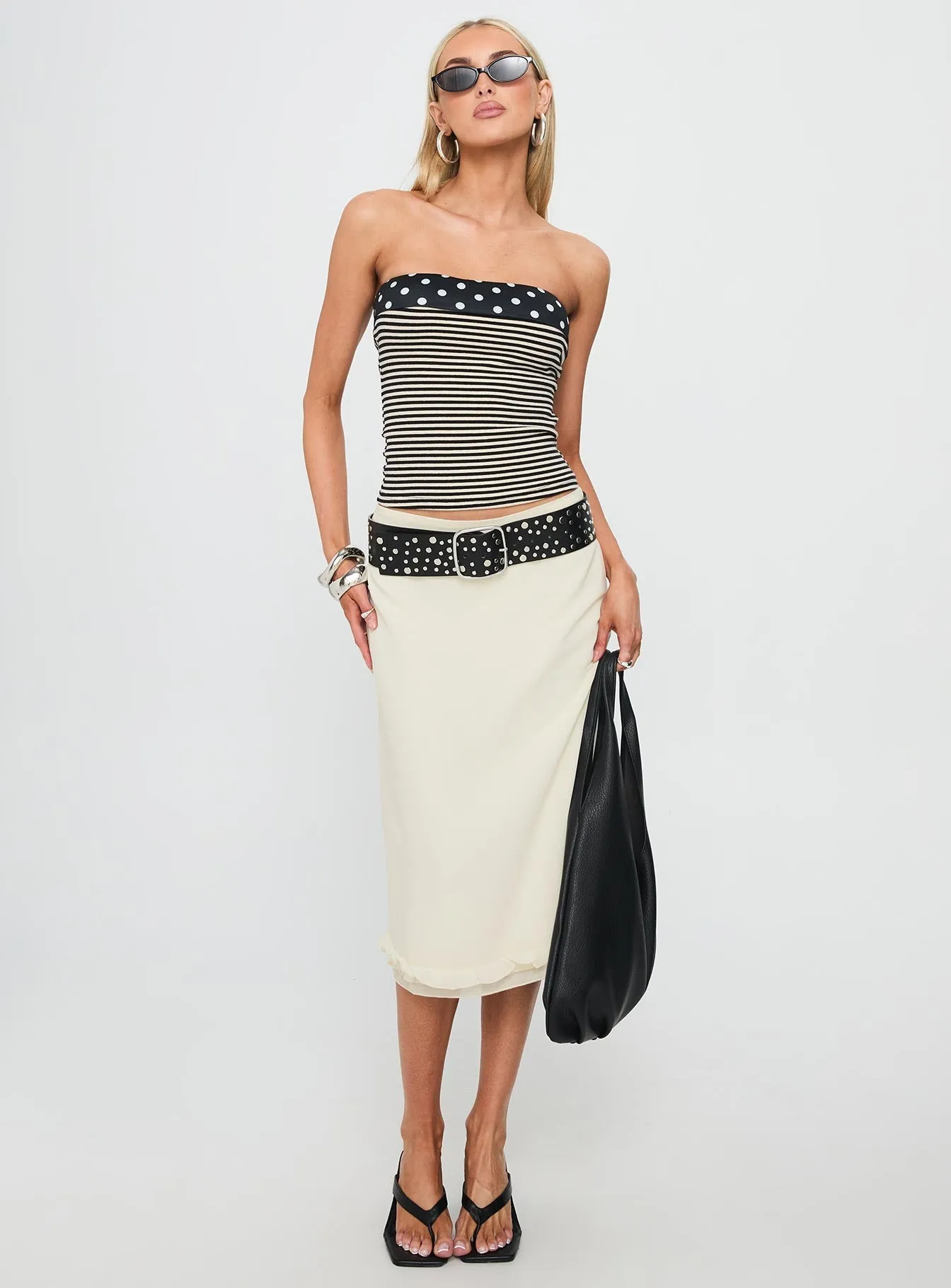 Hot Weather Self Fabric Tie Closure Virenna Strapless Top Multi