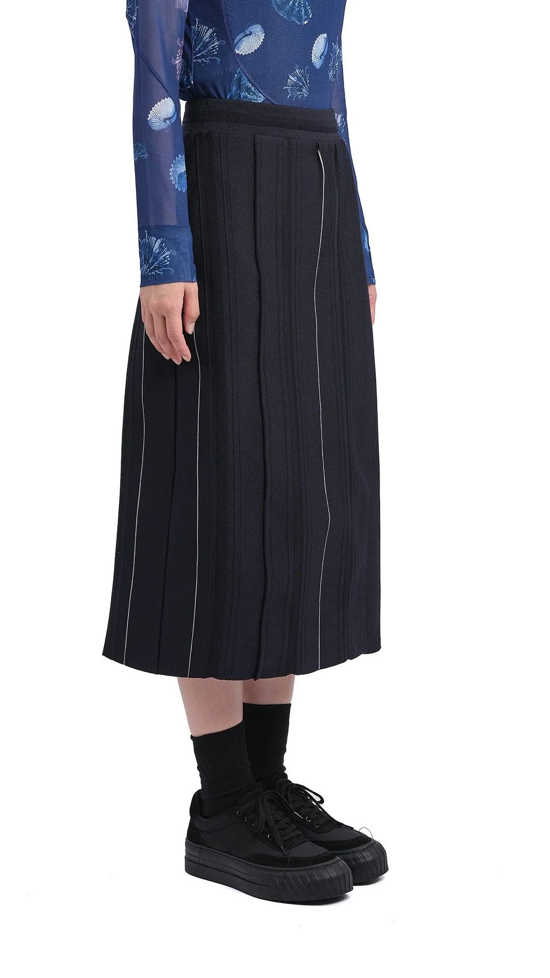 Knitted Contrast Stitch Pencil Skirt Light Flow