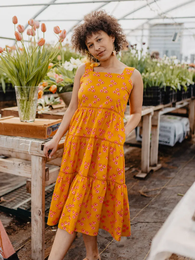Willa Tiered Dress - Floral Trio Marmalade HeavyDuty Zipper AntimicrobialCoating