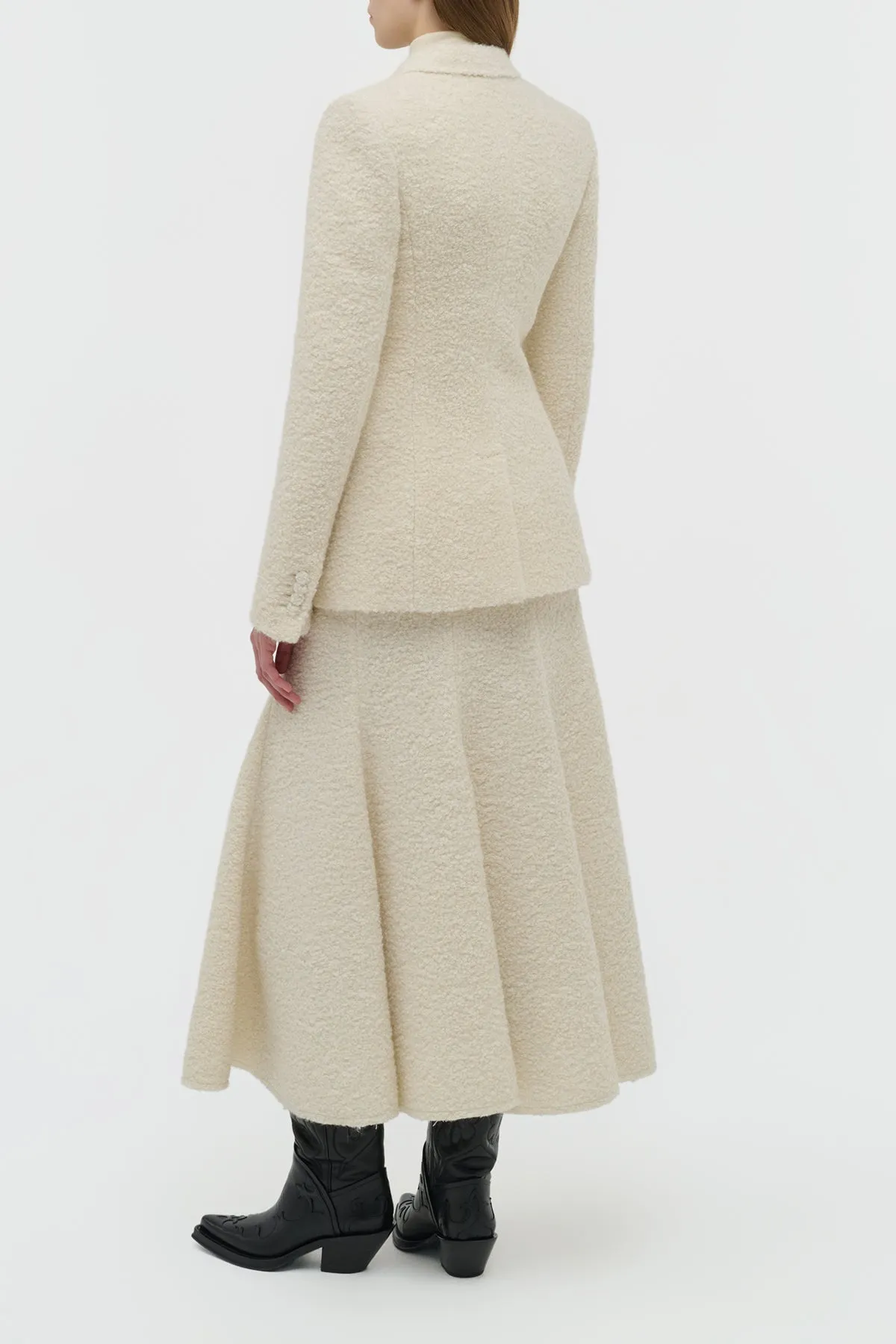 Amy Midi Skirt in Ivory Recycled Cashmere Boucle Modular Attachment System