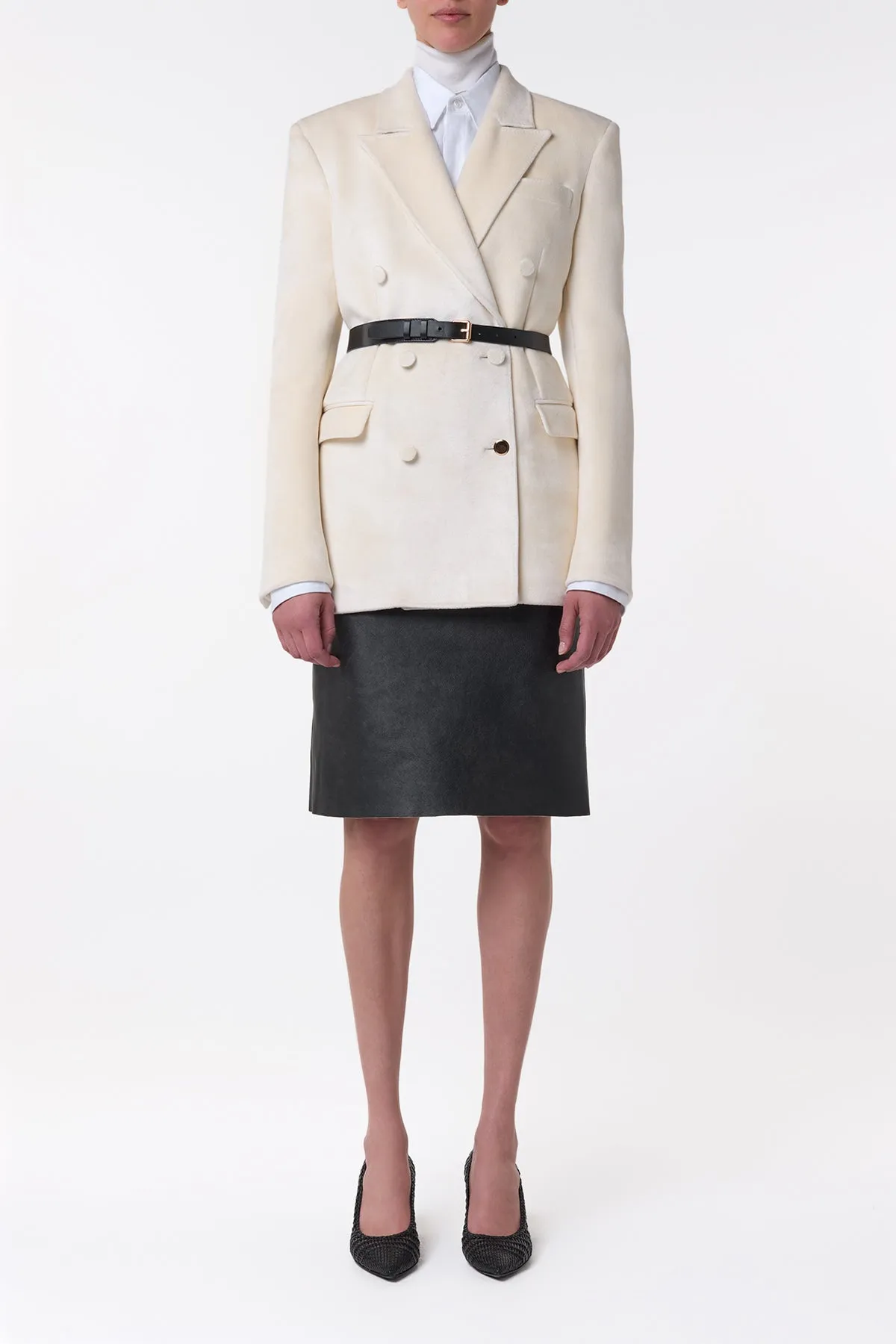 Bold Edge Amon Midi Skirt in Black Leather