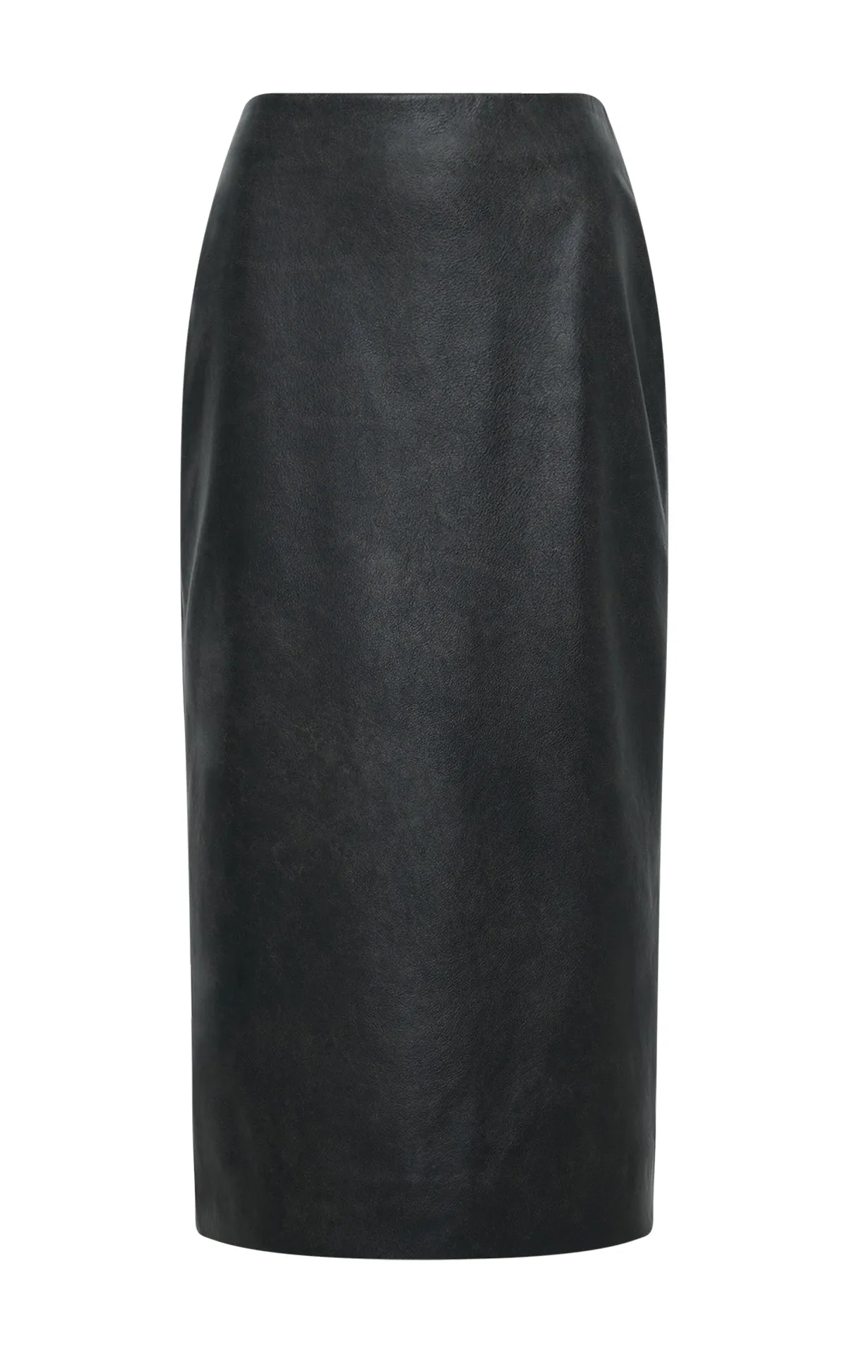Amon Midi Skirt in Black Leather Polished Fit Fashion Fusion