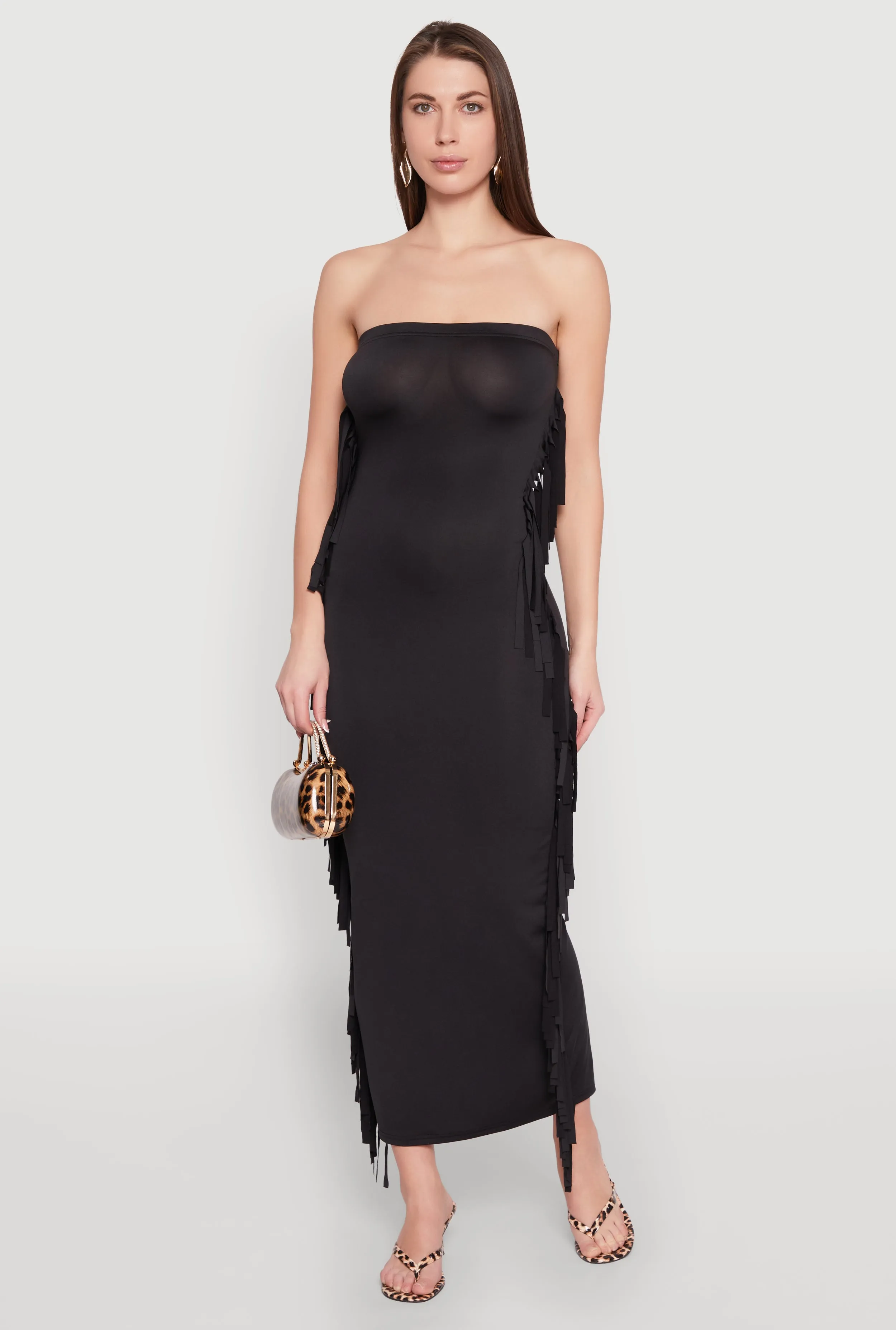Classic long dress Urban Glow Side Fringe Maxi Tube Dress