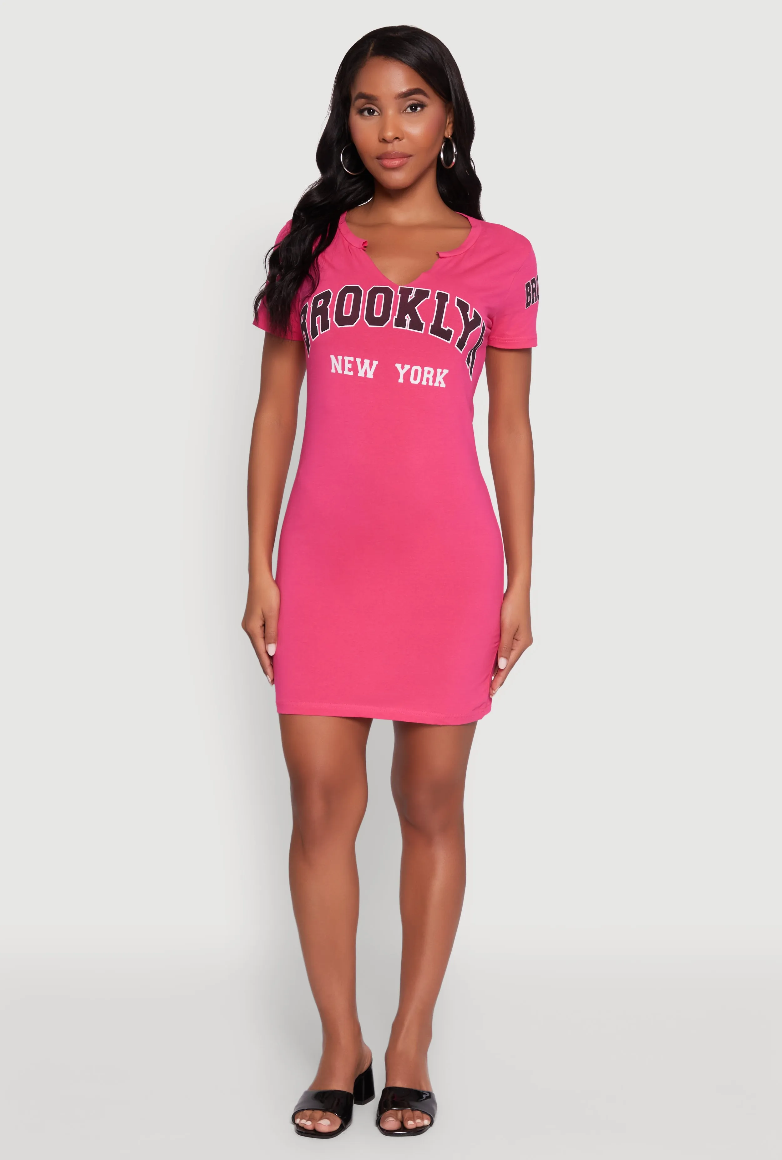 Brooklyn New York Graphic Short Sleeve T Shirt Dress Bright Beat