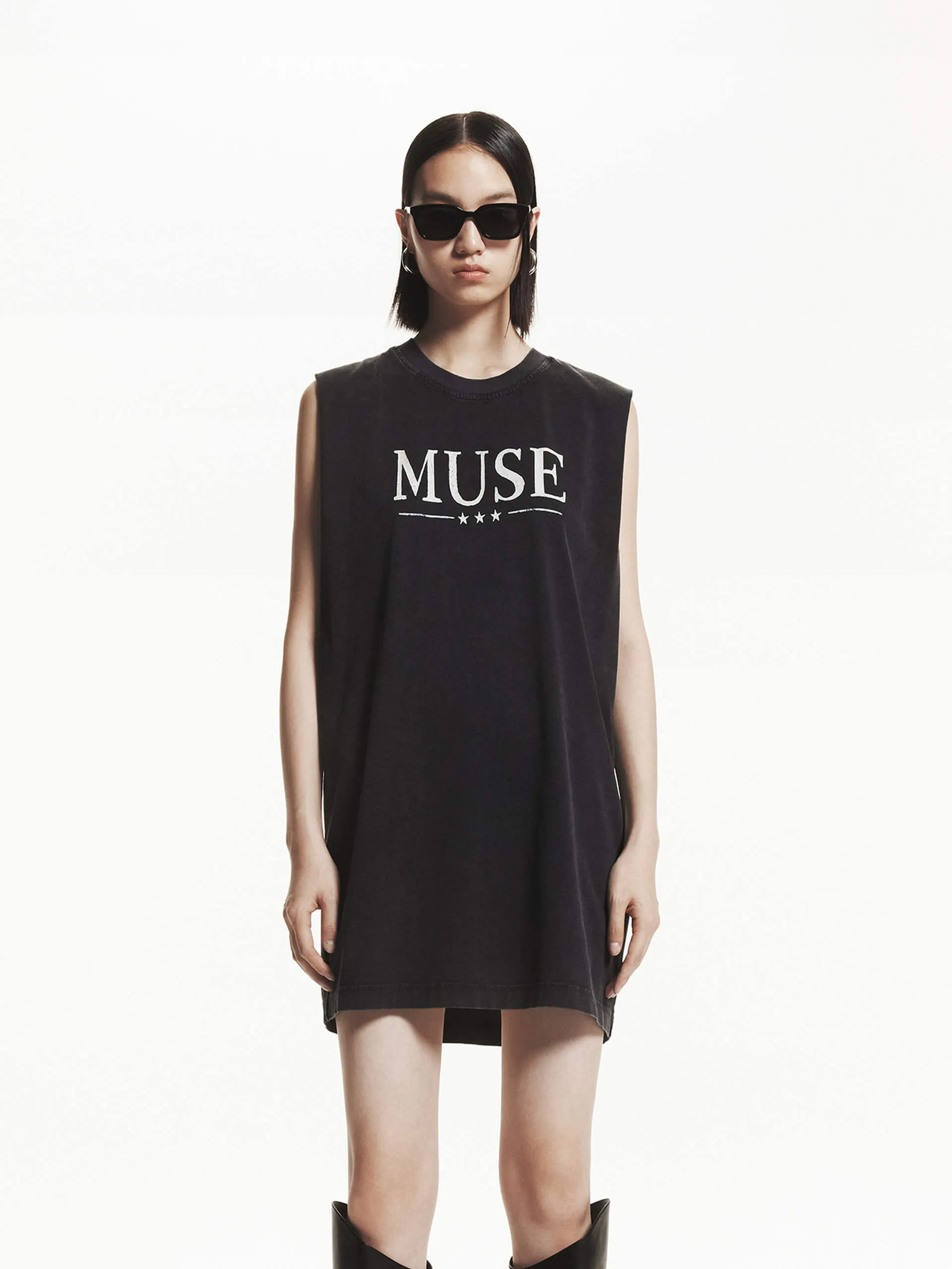 Cotton Sleeveless Mini Dress Show Pop Fashion Rebel