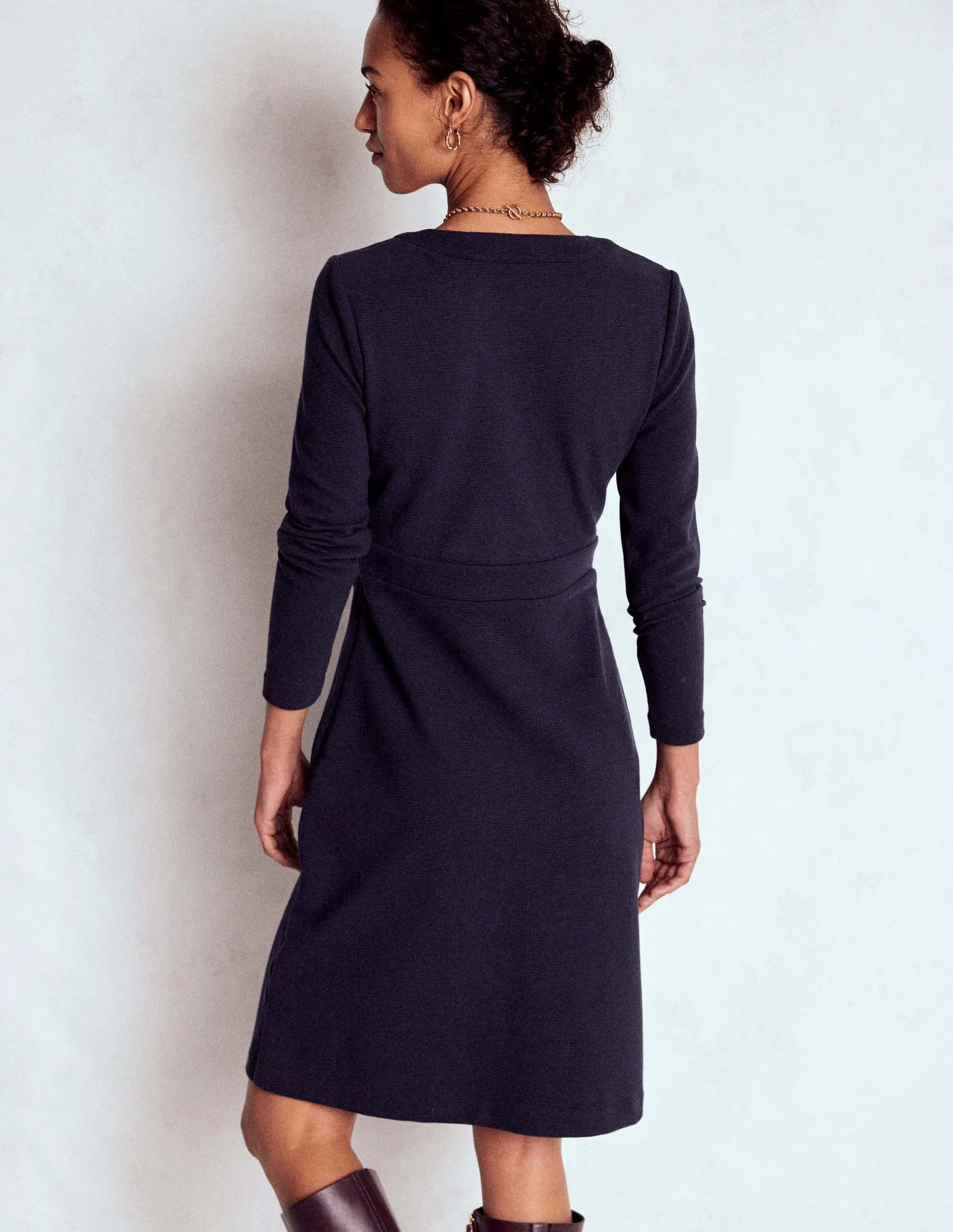 Lavinia Button Shift Dress-Navy Beat Hot
