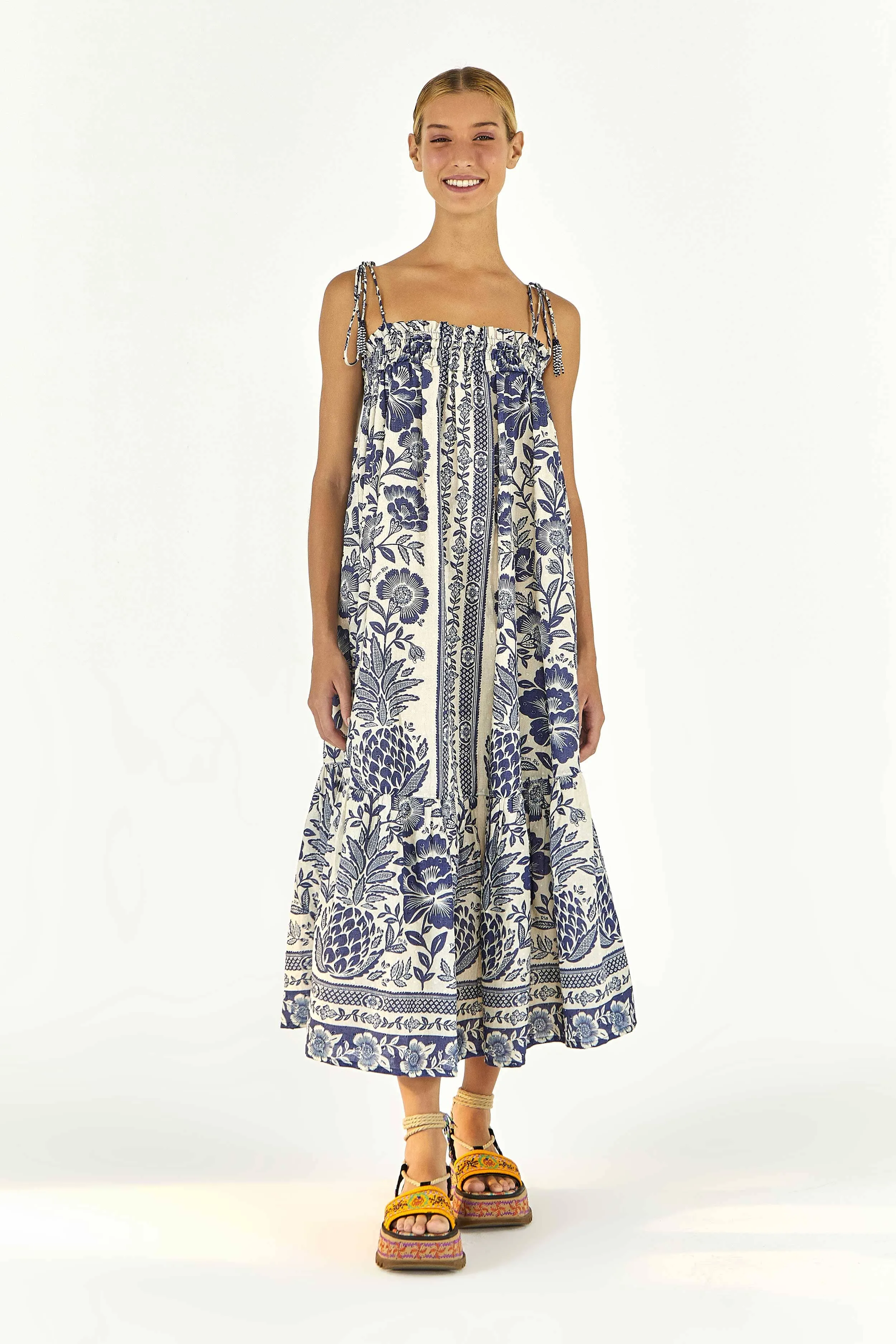 Blue Pineapple Garden Maxi Dress Beach Walk