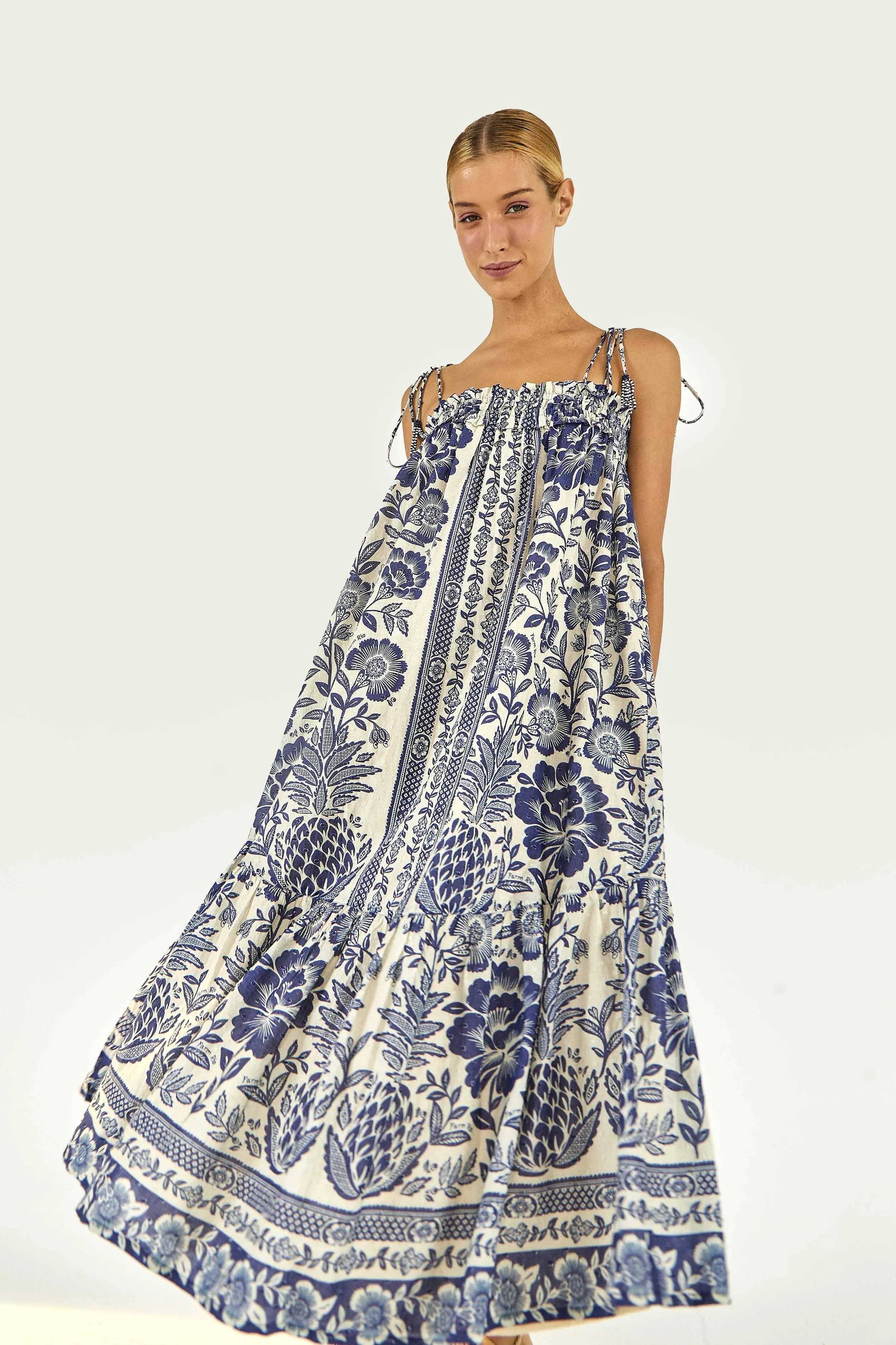Luxurious long dress Blue Pineapple Garden Maxi Dress